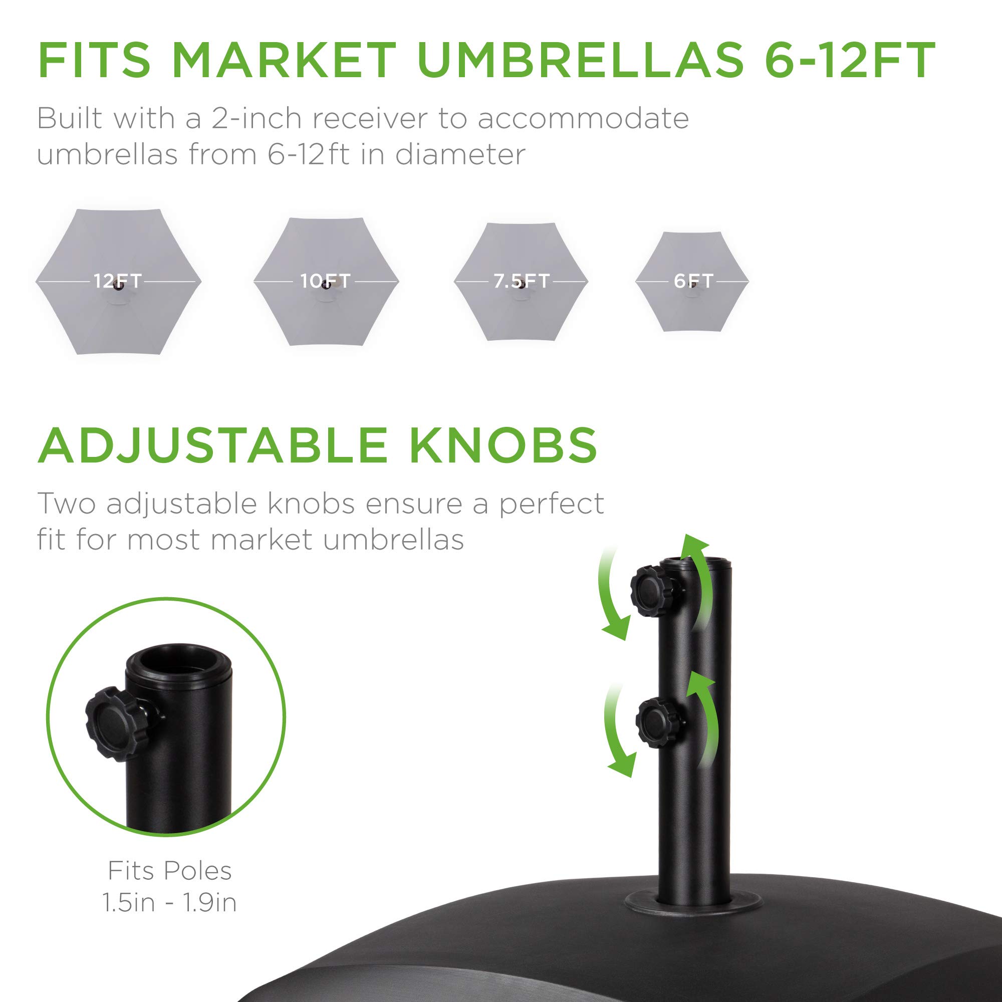 Best Choice Products Heavy Duty Fillable Mobile Patio Umbrella Base with 4 Wheels & 2 Locks - 137lb Capacity for Outdoor Market Stands, Restaurants, and Poolside Use