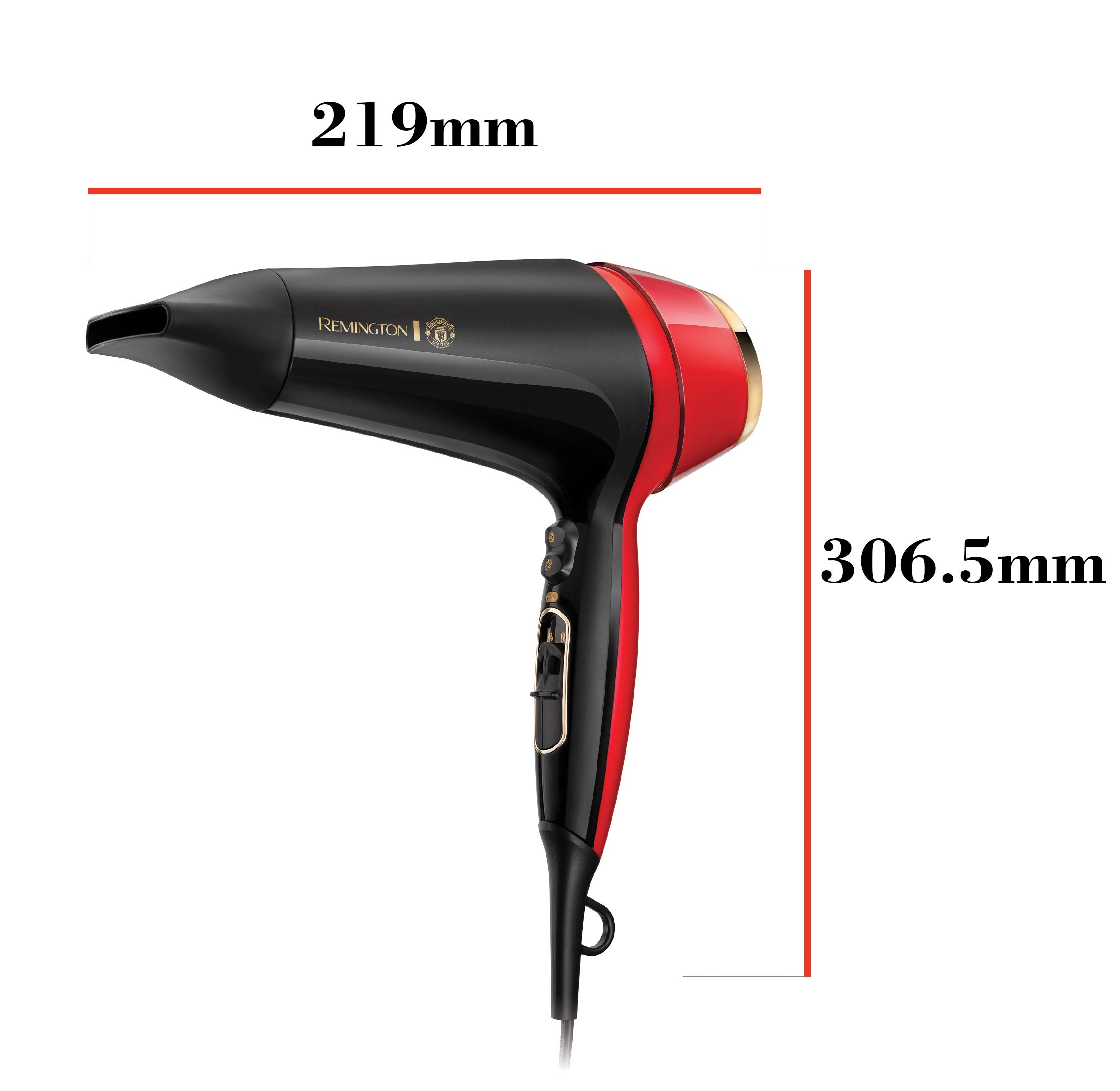 Remington Manchester United Thermacare Pro 2400 Ionic Hair Dryer with Adjustable Heat & Speed Settings | Includes Storage Bag | Perfect for Home Use, Travel & Salon Styling