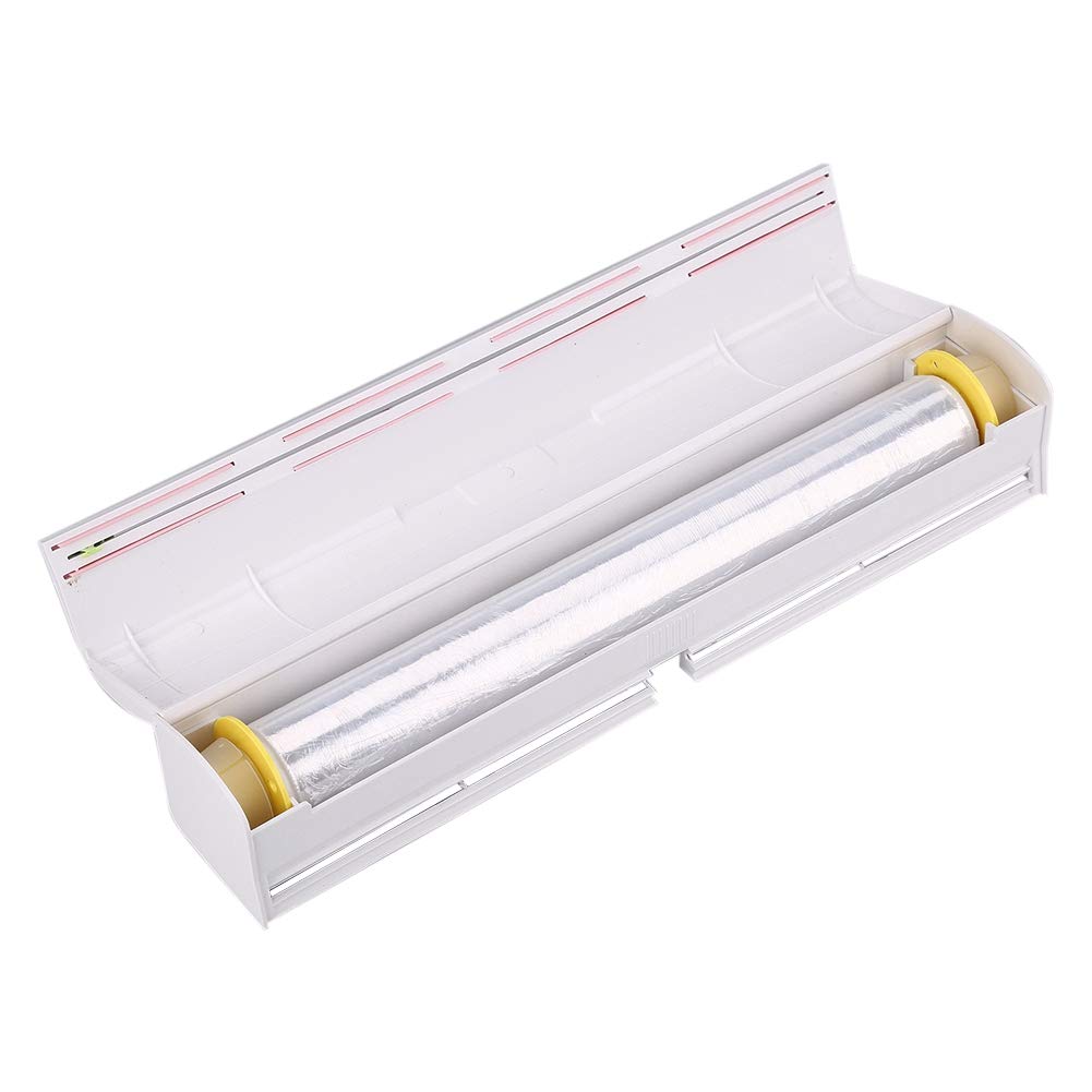 Gojiny Plastic Food Wrap Dispenser with Cutter - Kitchen Storage Organizer for Cling Film, Aluminum Foil & Wax Paper - Perfect for Meal Prep, Leftovers & Food Preservation