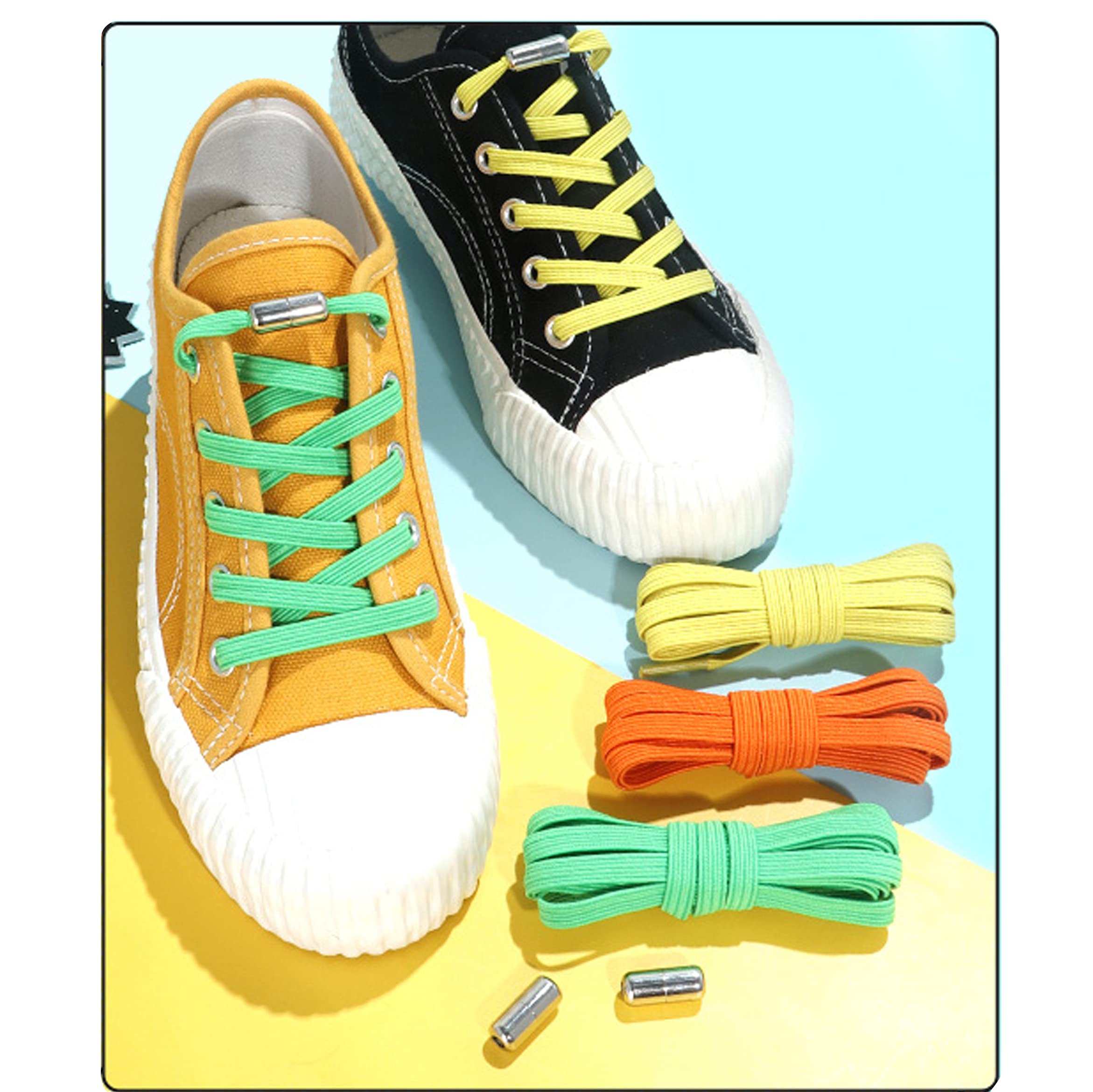 No Tie Elastic Shoelaces for Adults & Kids - Stretchable Sneaker Laces for Running, Walking & Sports - Easy Slip On Shoe Laces for Sneakers, Tennis Shoes & Casual Wear
