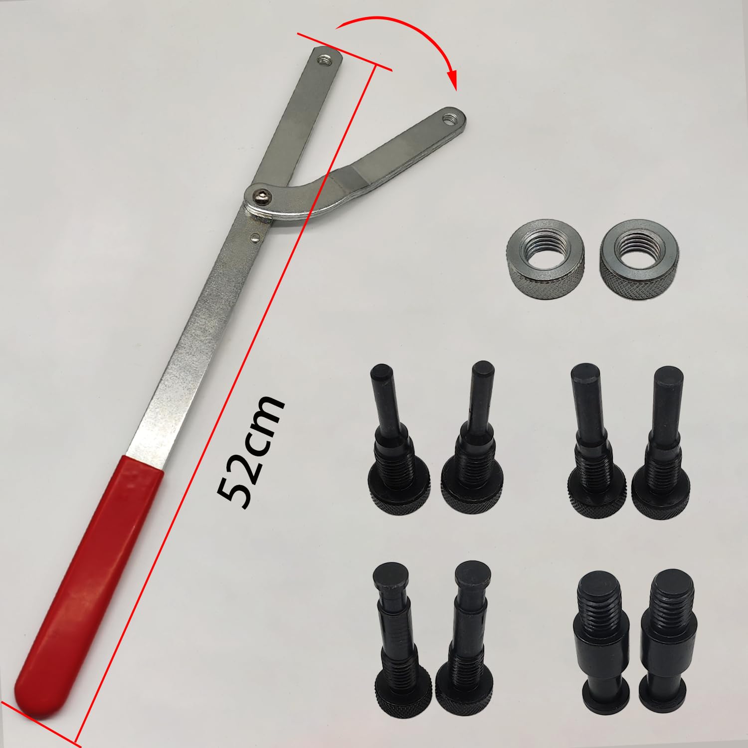 11-Piece Universal Camshaft Pulley Wrench Set - Fan Clutch Removal Tool Kit with Interchangeable Pins, Adjustable Jaw Spreader & Alignment Repair Tools for Automotive Engine Maintenance & DIY Car Repairs