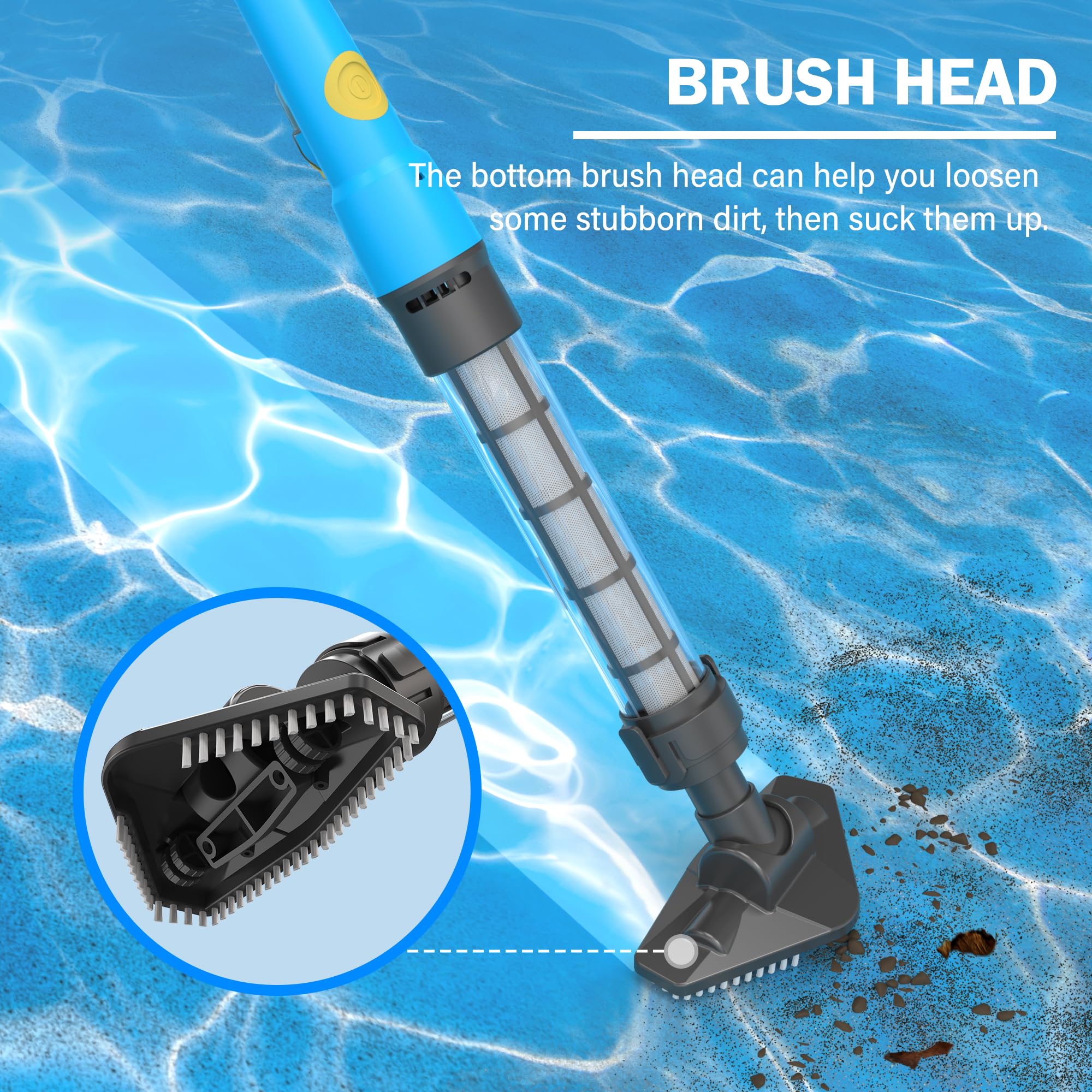Cordless Pool Vacuum Cleaner - Rechargeable & Portable Swimming Pool Cleaner with 45 Min Runtime - Perfect for Small Above Ground Pools, Hot Tubs, Spas - Easy Pool Maintenance for Backyard, Vacation Homes & RV Trips