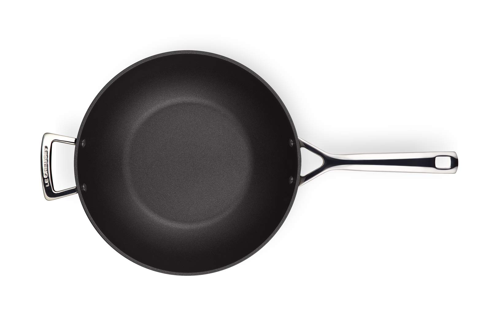 Le Creuset Non-Stick Aluminum Handle Wok Pan, 30 cm Diameter, Works with All Heat Sources Including Induction, Black (51104300010202) - Perfect for Stir-Frying, Sautéing, and Asian Cooking