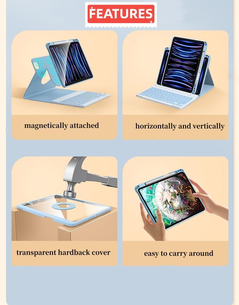 Magnetic Detachable Keyboard Case for iPad Air 11