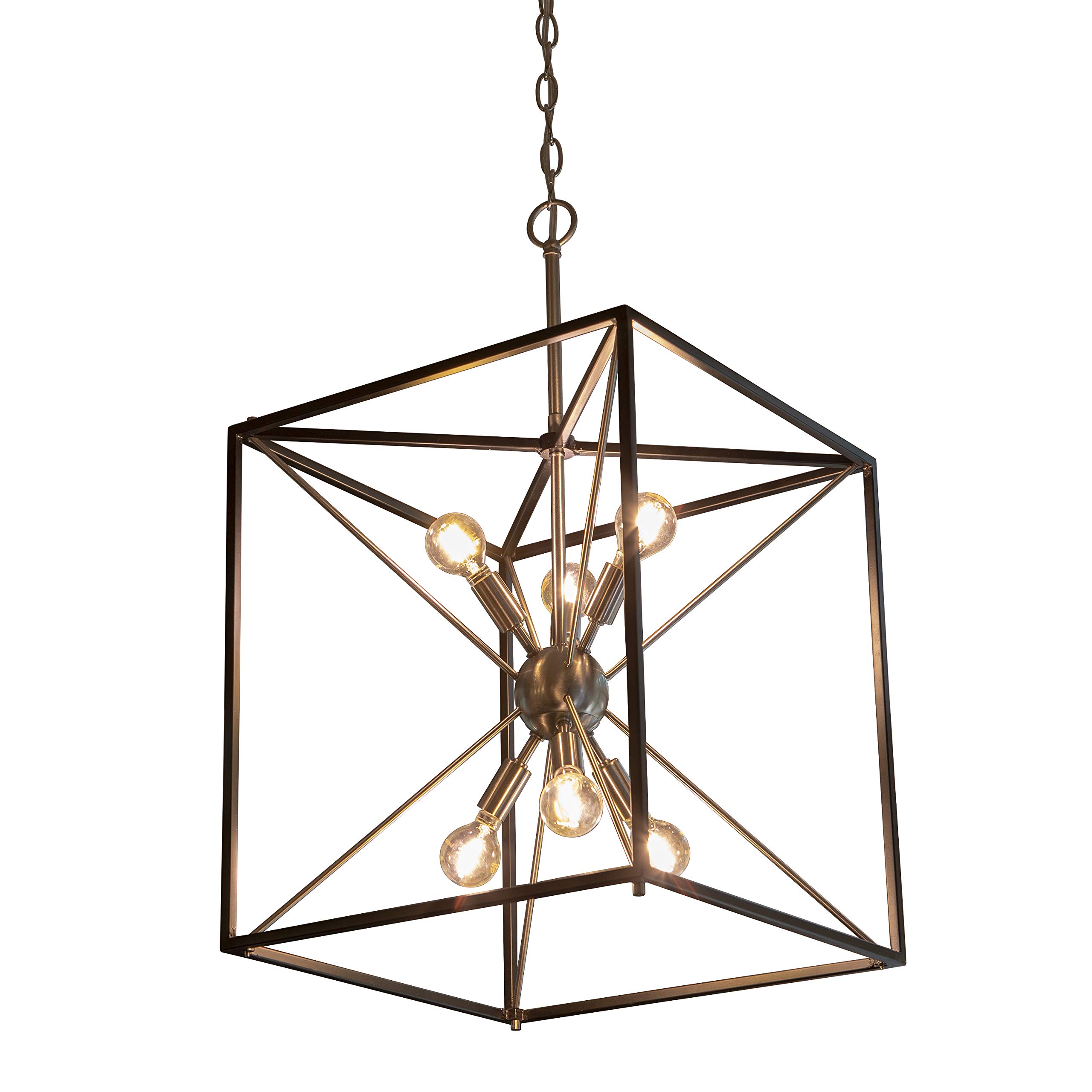 Decor Therapy CH1885 Sadler 6-Light Steel and Glass Pendant Light Fixture - Perfect for Dining Room, Kitchen Island, or Entryway Lighting