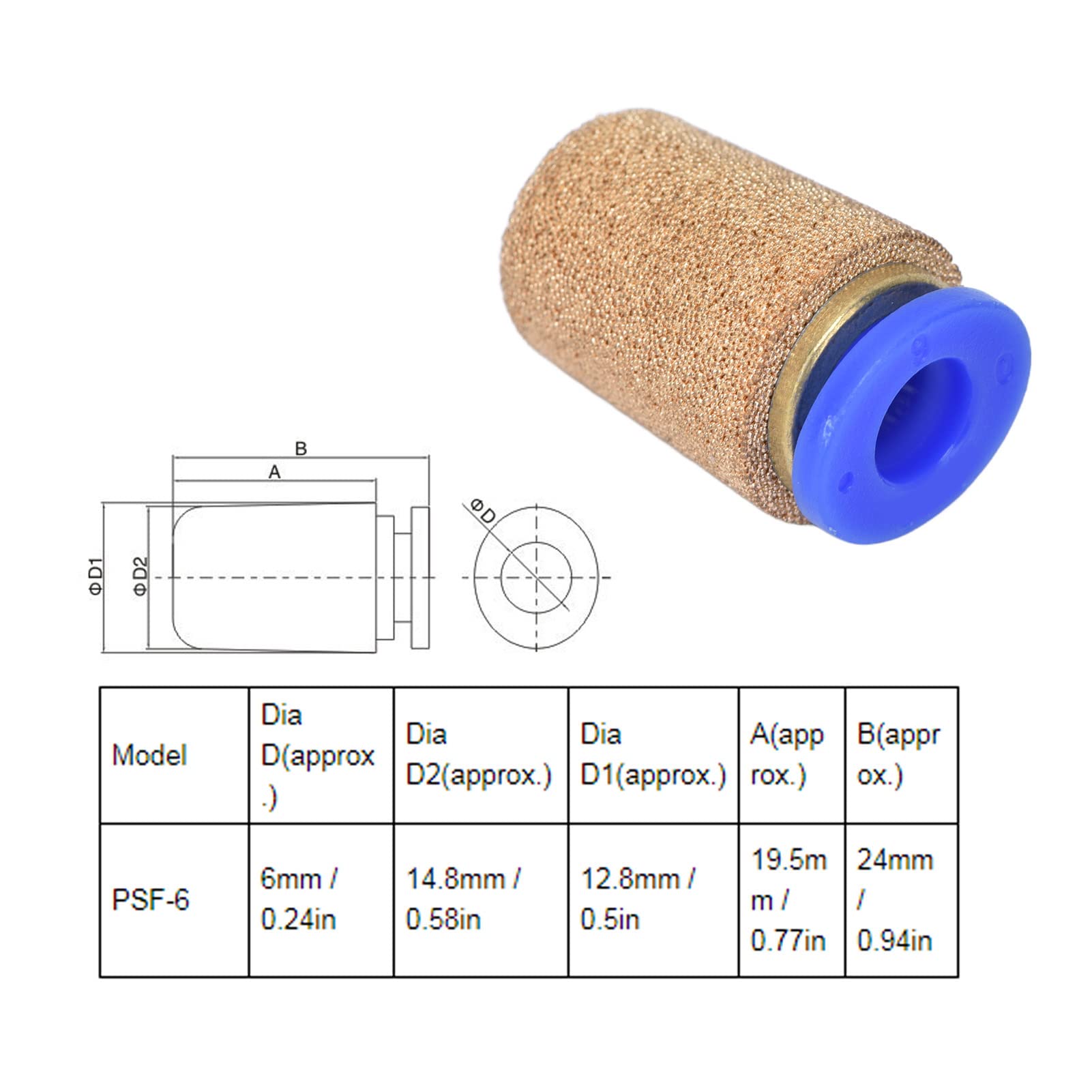 High-Quality Air Filter & Noise Reduction Pneumatic Muffler - Easy Install Brass Fitting for Air Line & Solenoid Valves | Perfect for Industrial Automation & Pneumatic Systems