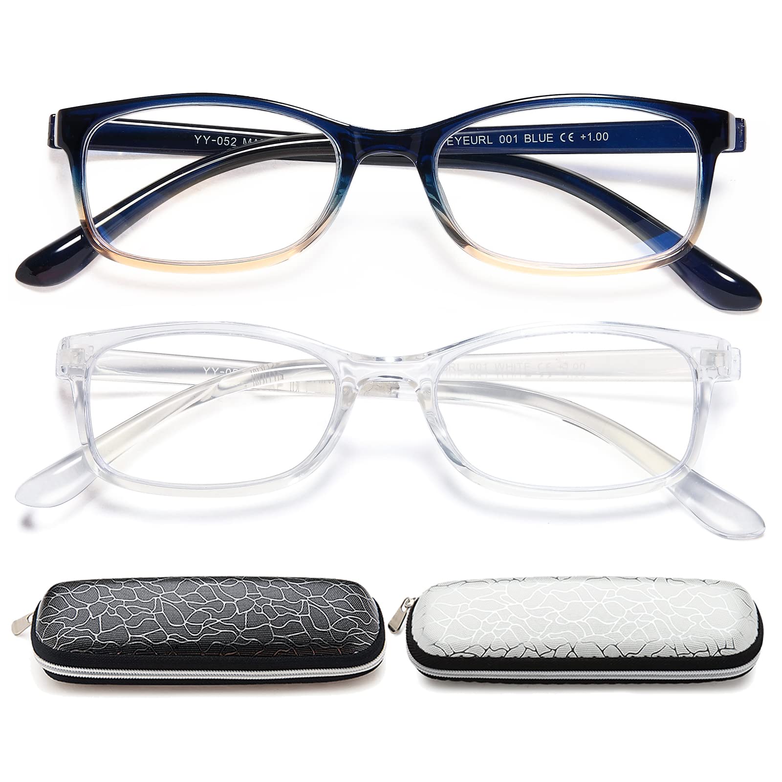 2 Pack Blue Light Blocking Reading Glasses for Women & Men - Lightweight TR90 Frame, Anti-Glare, UV Protection, Reduce Eye Strain (1.00 Strength) - Perfect for Computer Work, Reading & Screen Use