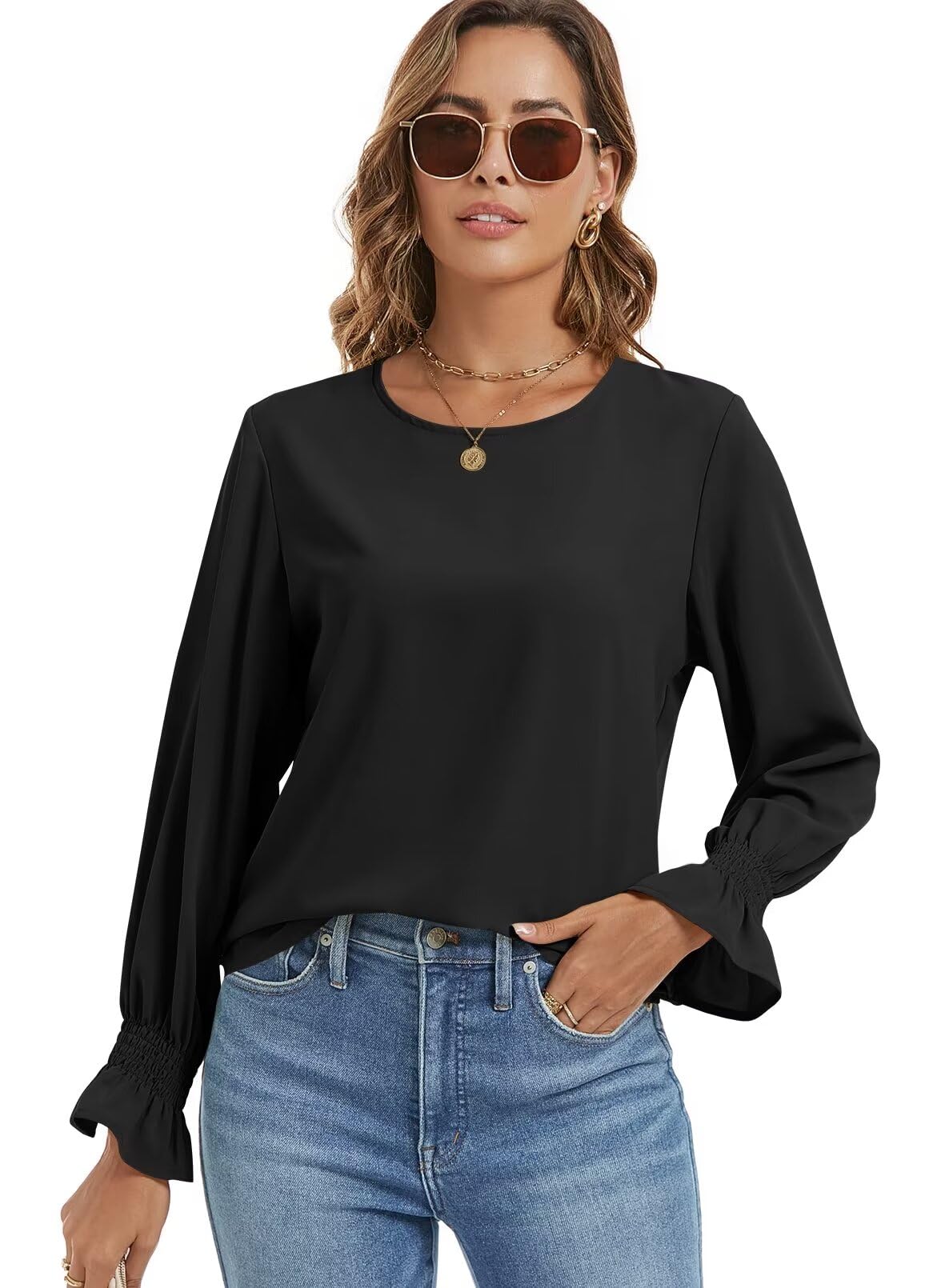 QACOHU Women's Color Block Leopard Print T-Shirt - Casual Long Sleeve Tunic Top for Women | Perfect for Everyday Wear, Office Outfits & Weekend Outings