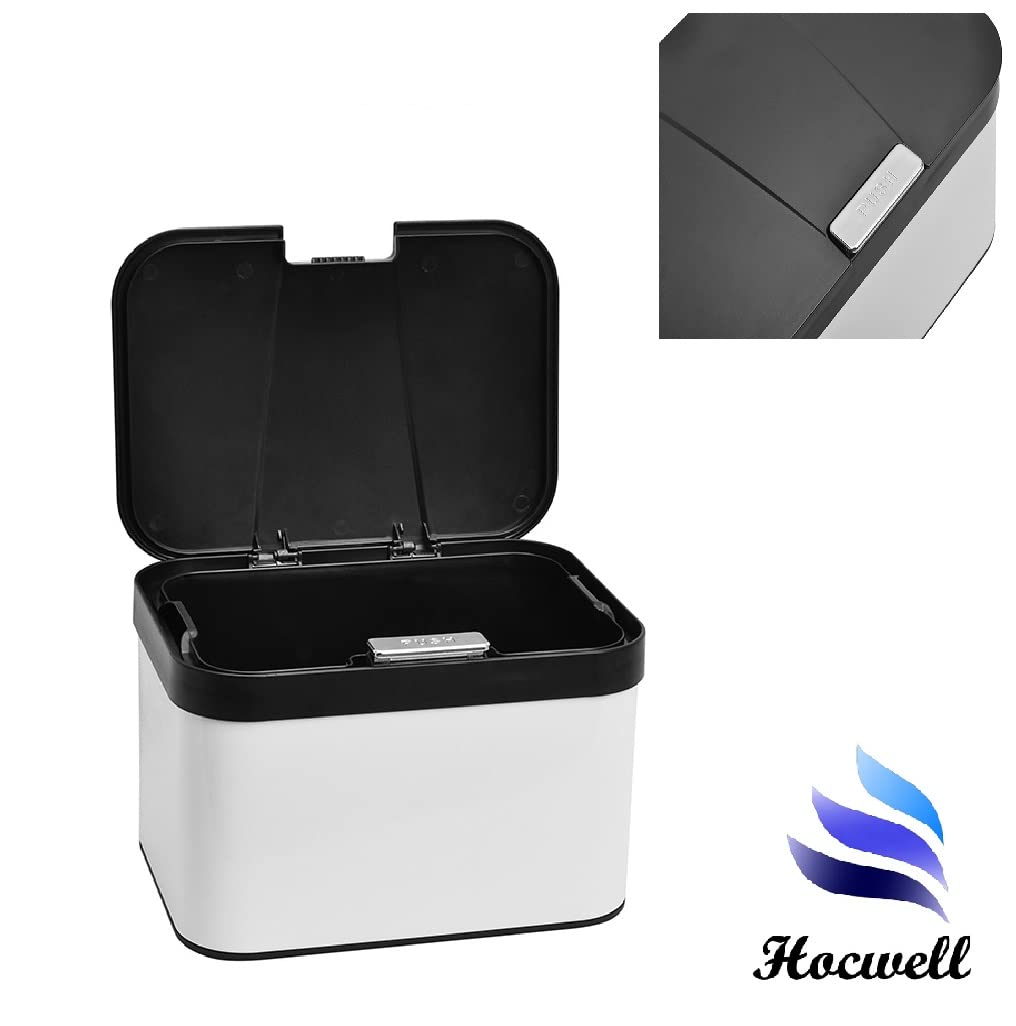 Stainless Steel Kitchen Compost Bin with Lid - 1.13 Gallon Countertop Compost Pail, Compact & Easy Clean Design (Black/White) - Perfect for Organic Waste Recycling in Home, Office, or Restaurant