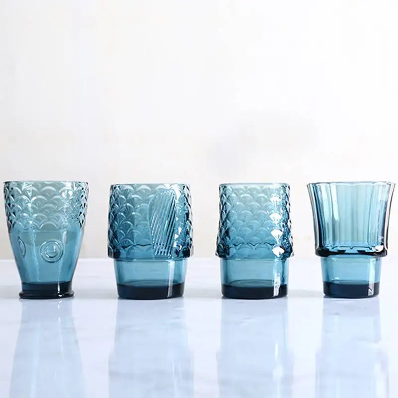 Beautiful Koi Fish Stackable Glass Cup Set - 4-Piece Drinking Glasses for Tea, Coffee & Juice - Perfect for Home, Office & Gifts