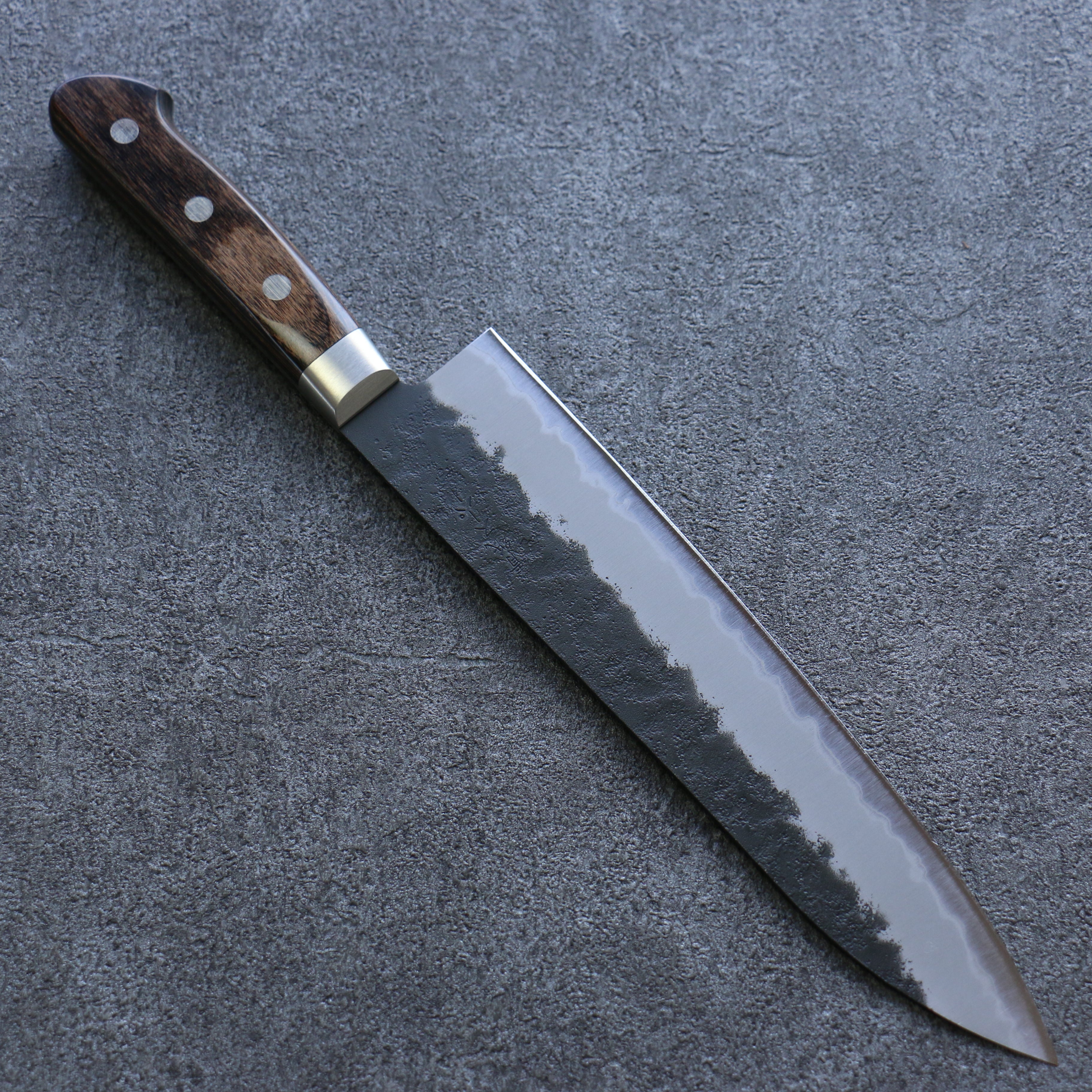 Premium Seisuke Blue Super Black Gyuto 210mm Japanese Chef Knife with Brown Pakka Wood Handle - Professional Kitchen Knife for Slicing, Dicing, and Chopping Vegetables, Meat, and Fish