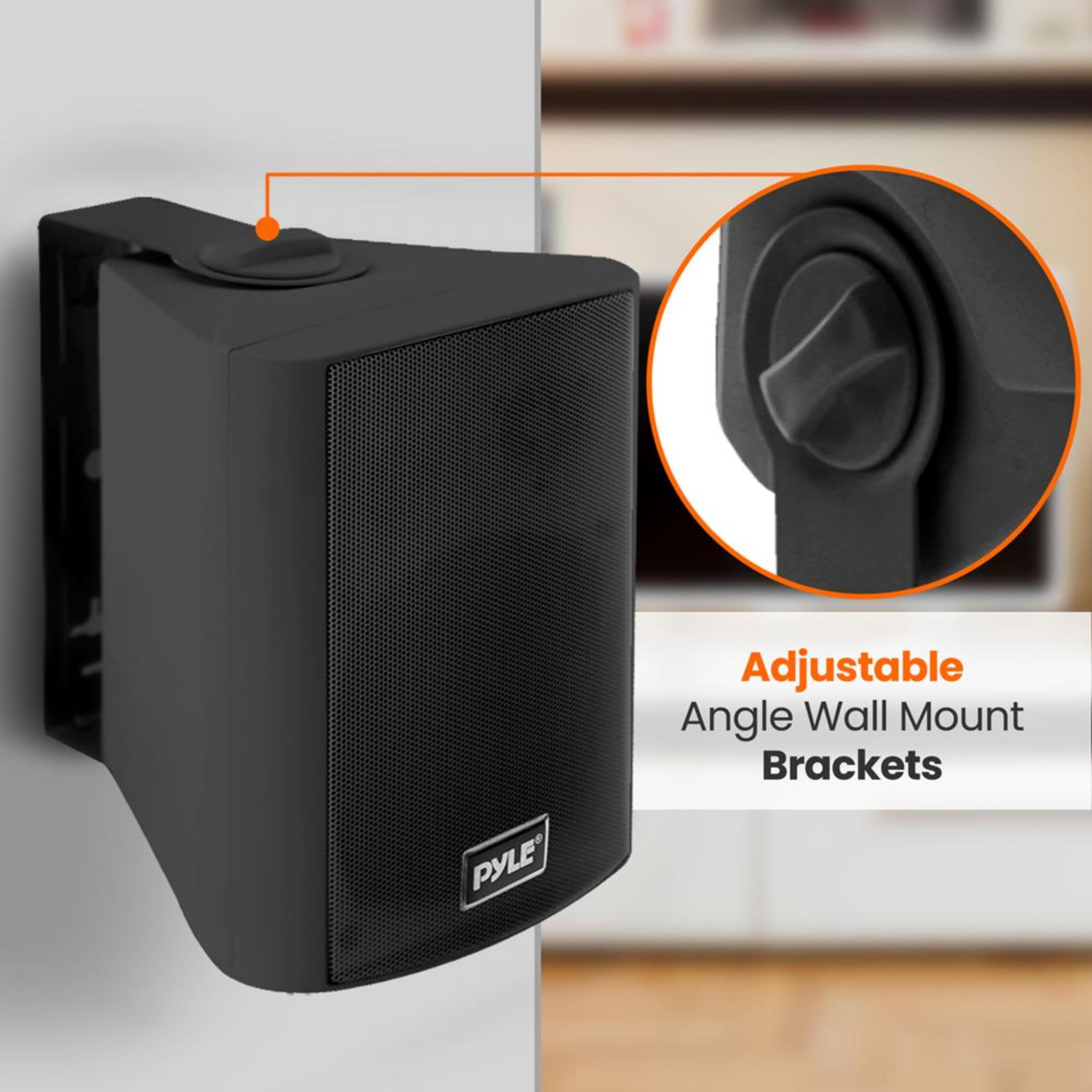 Pyle PDWR52BTBK 5.25 Inch Waterproof Wall Mount Bluetooth Speaker System - Indoor/Outdoor Wireless Stereo Sound Set with AUX Input (Black) - Perfect for Patio, Poolside, Garage and Backyard Entertainment