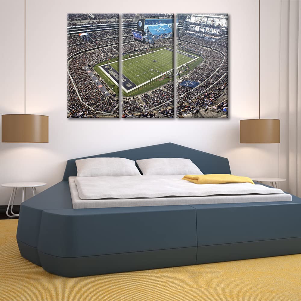 AT&T Stadium Wall Art - Dallas Cowboys Football Team Canvas Painting - Modern Home Decor with Wooden Frame (60