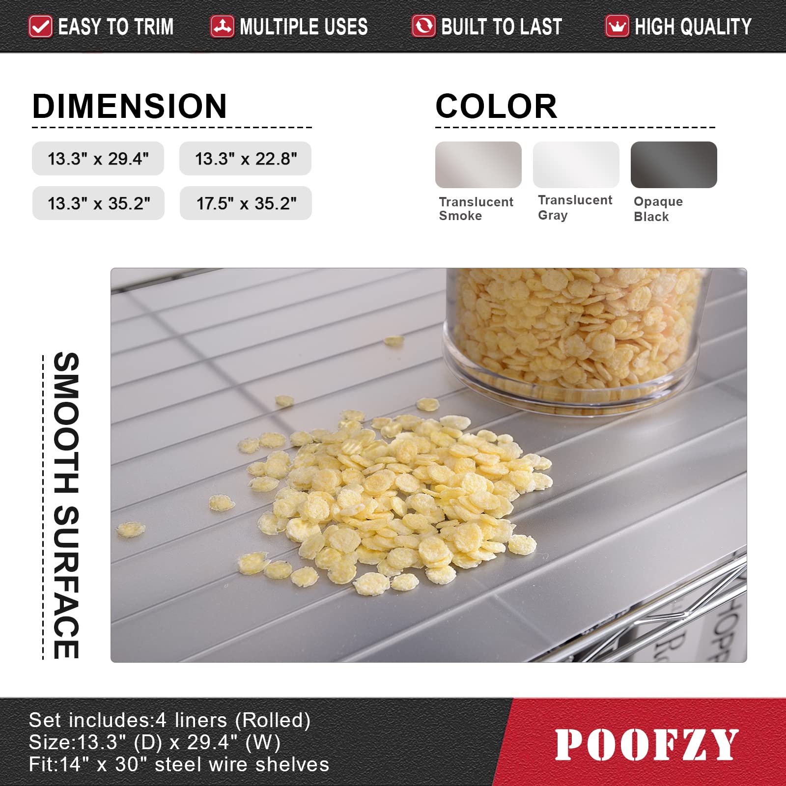 Non-Slip Poofzy Shelf Liners for Wire Shelving - 14