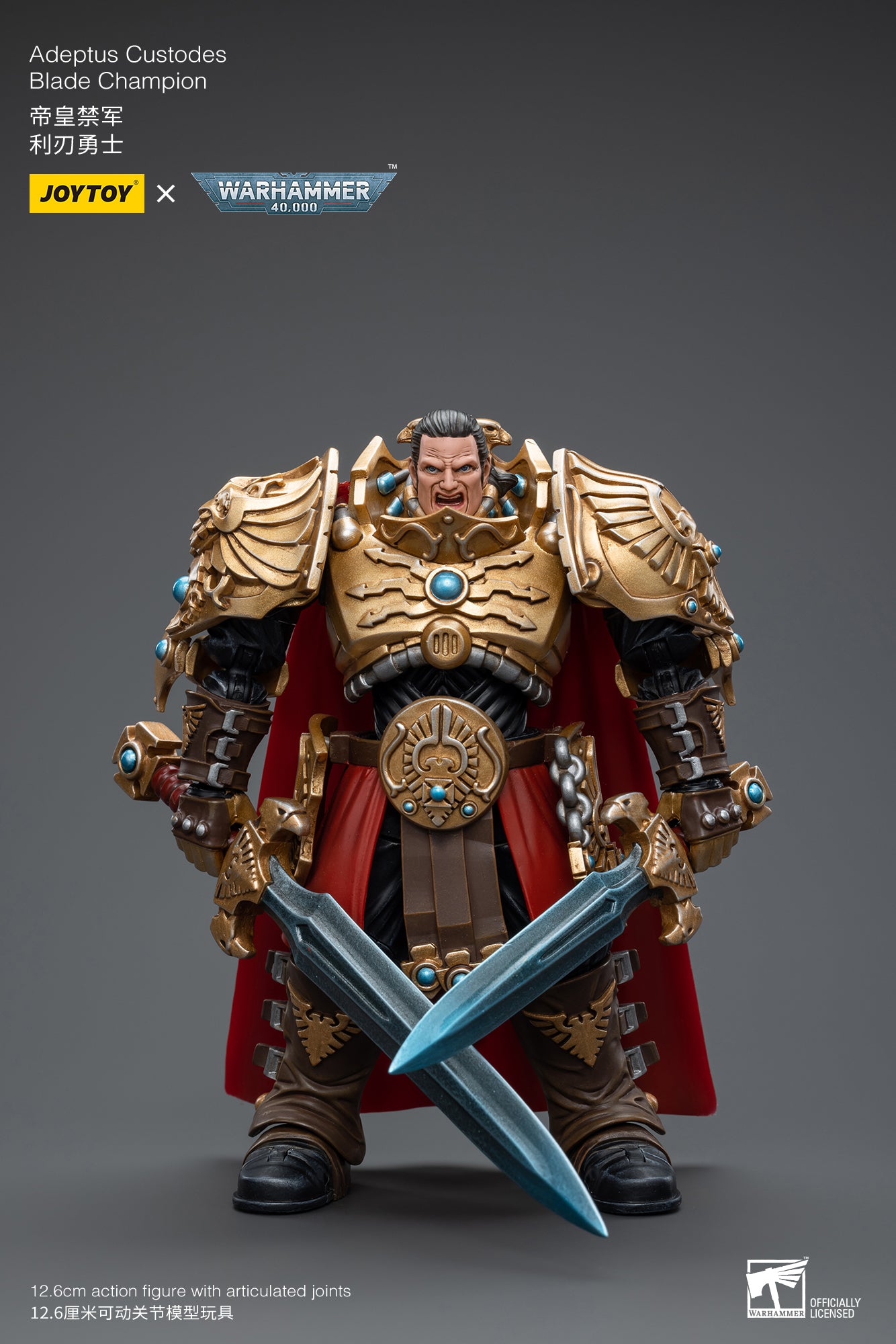 1/18 JOYTOY Warhammer 40K Adeptus Custodes Blade Champion Action Figure - Collectible Miniature for Tabletop Gaming & Display