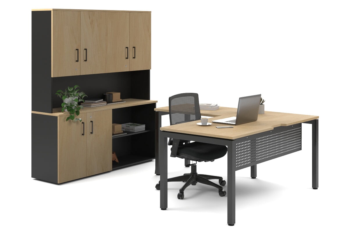 Quadro Square Legs L-Shaped Executive Desk with Black Legs [1600L x 1700W] - Perfect for Home Office, Conference Room & Modern Workspace