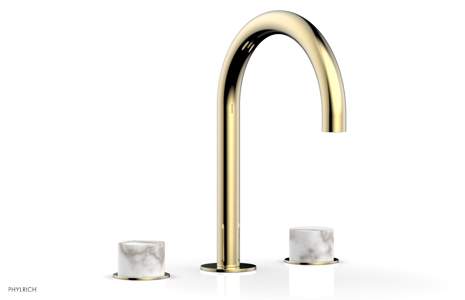 BASIC II Widespread Bathroom Faucet with White Marble Handles - 8 Inch Centerset, Brushed Nickel Finish for Modern Vanity Sinks (Model 230-03) - Perfect for Guest Bathrooms and Powder Rooms