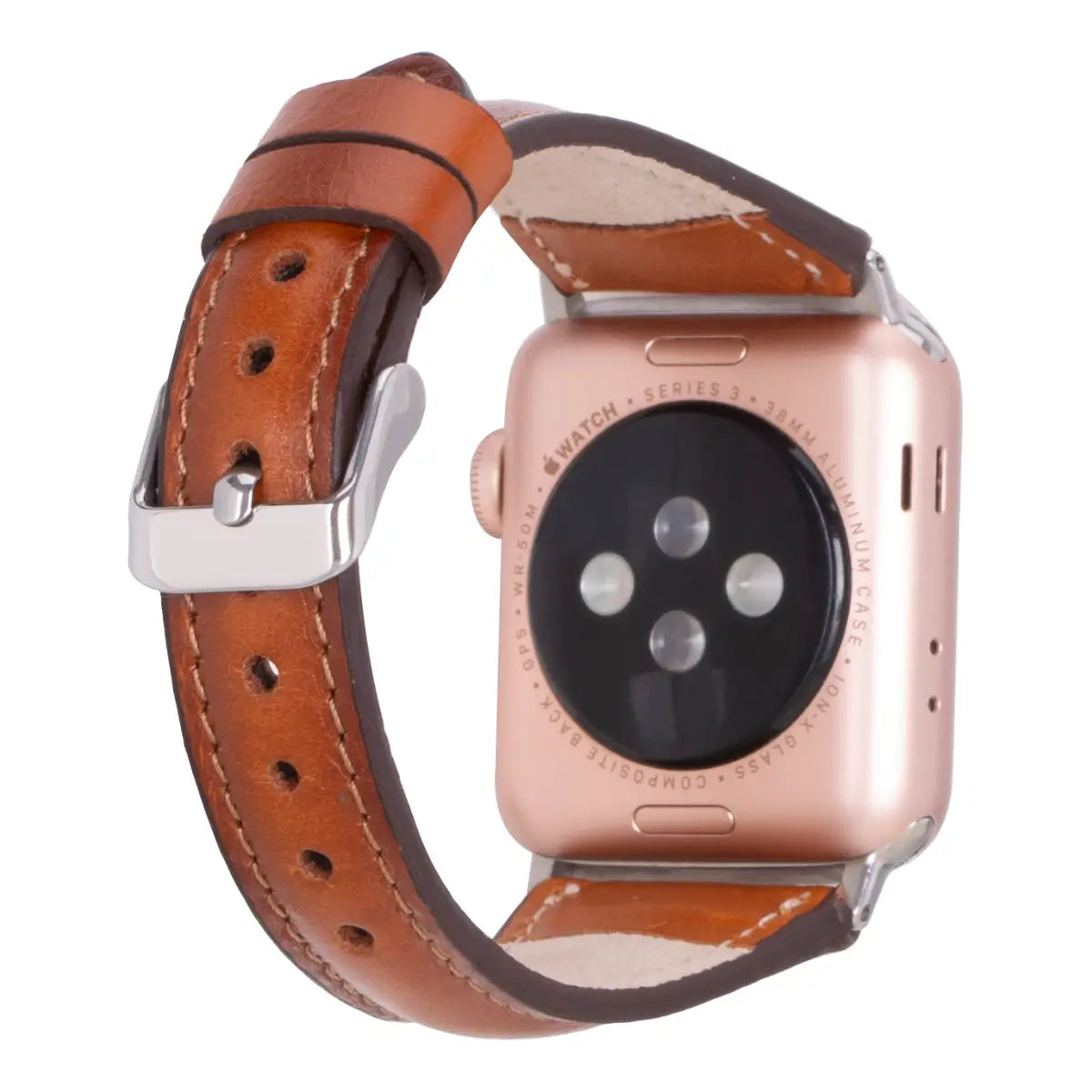 Premium Burnished Tan Leather Slim Apple Watch Band - Stylish & Comfortable for Everyday Wear, Workouts & Business Meetings