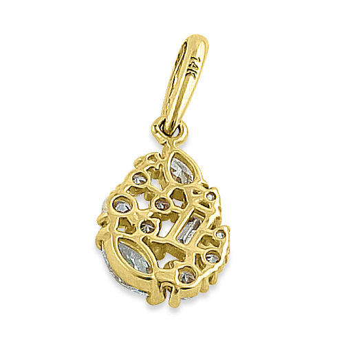 14K Yellow Gold Oval Cluster CZ Pendant Necklace for Women - Elegant Cubic Zirconia Jewelry Gift for Birthday, Anniversary & Special Occasions