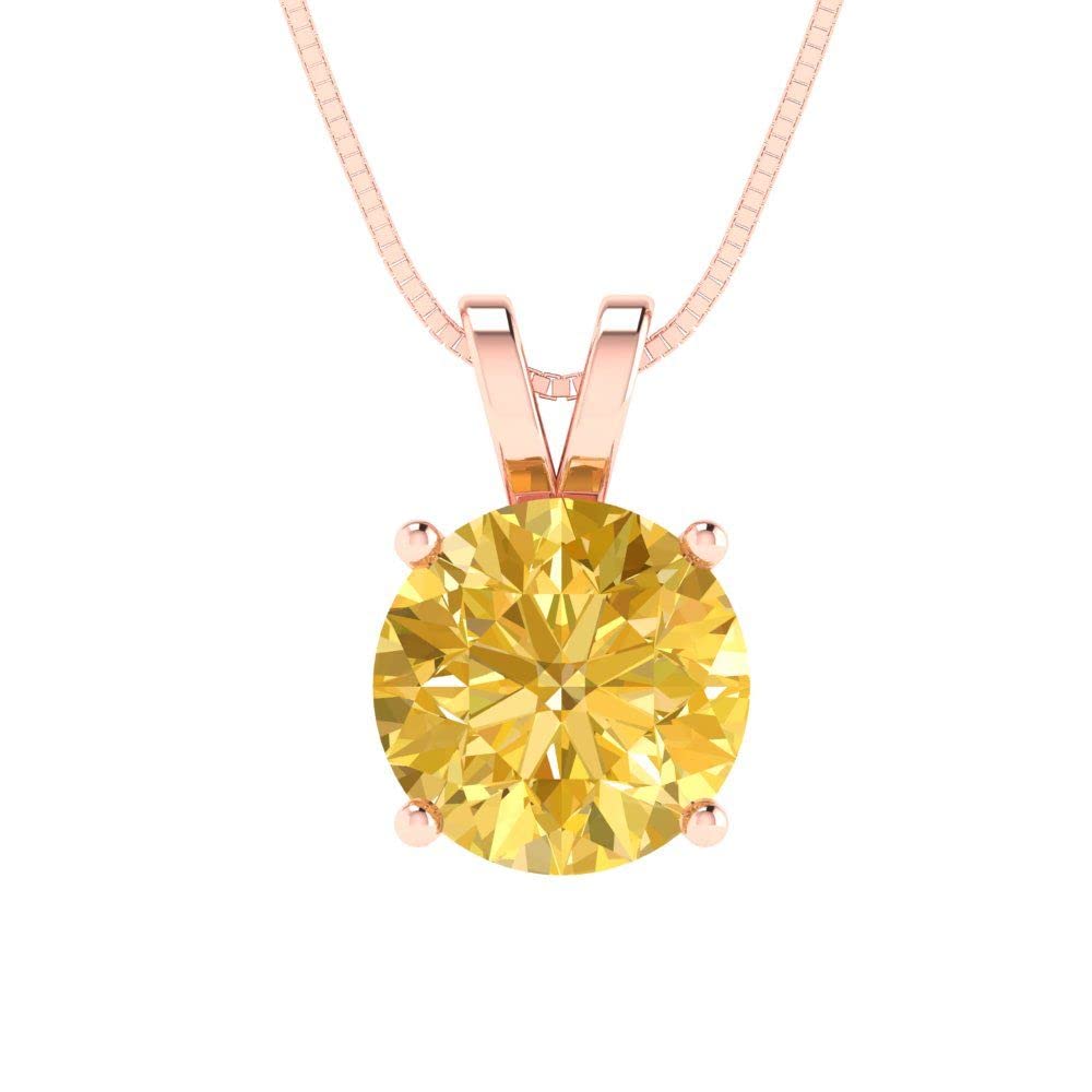 2.0 ct Natural Yellow Citrine Solitaire Pendant with 18