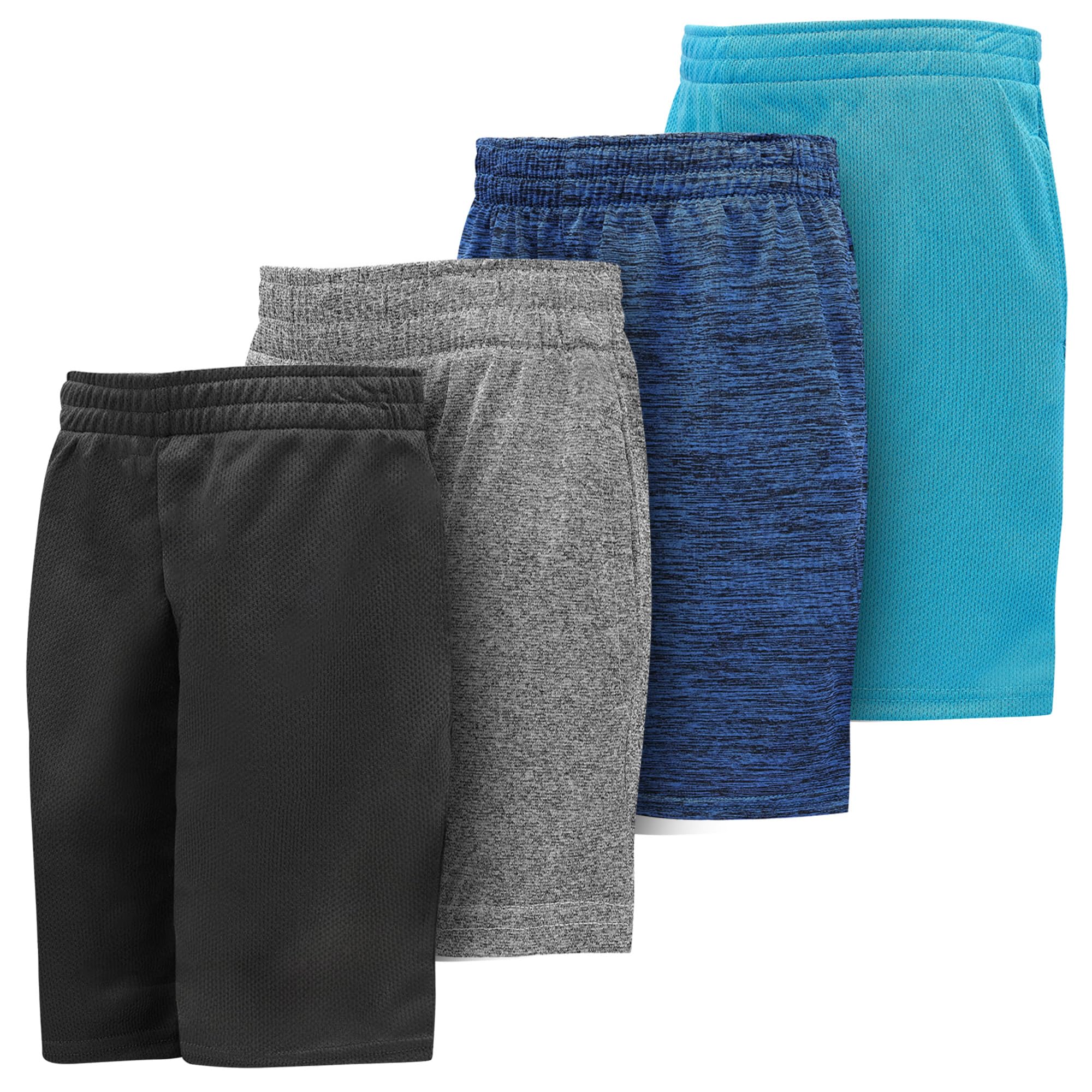 BROOKLYN'S BEST 4 Pack Boys Active Shorts with Elastic Waistband & Pockets – Quick Dry Durable Athletic Wear for Running, Gym & Outdoor Play