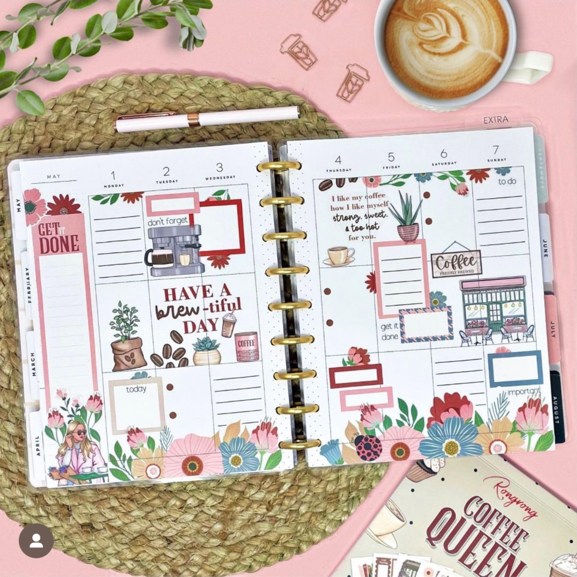 Premium Hand Drawn Coffee Planner Stickers - 24 Sheets for Planners, Journals, Calendars & Scrapbooking - Perfect Gift for Coffee Lovers - Use for Bullet Journals, DIY Projects & Office Organization
