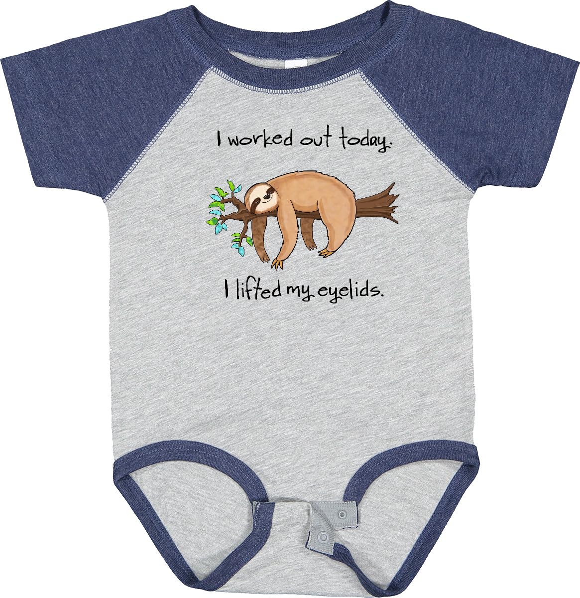 Inktastic 'I Worked Out Today - Lifted My Eyelids' Cute Sloth Baby Bodysuit - Perfect for Gym Lovers & Funny Infant Outfits