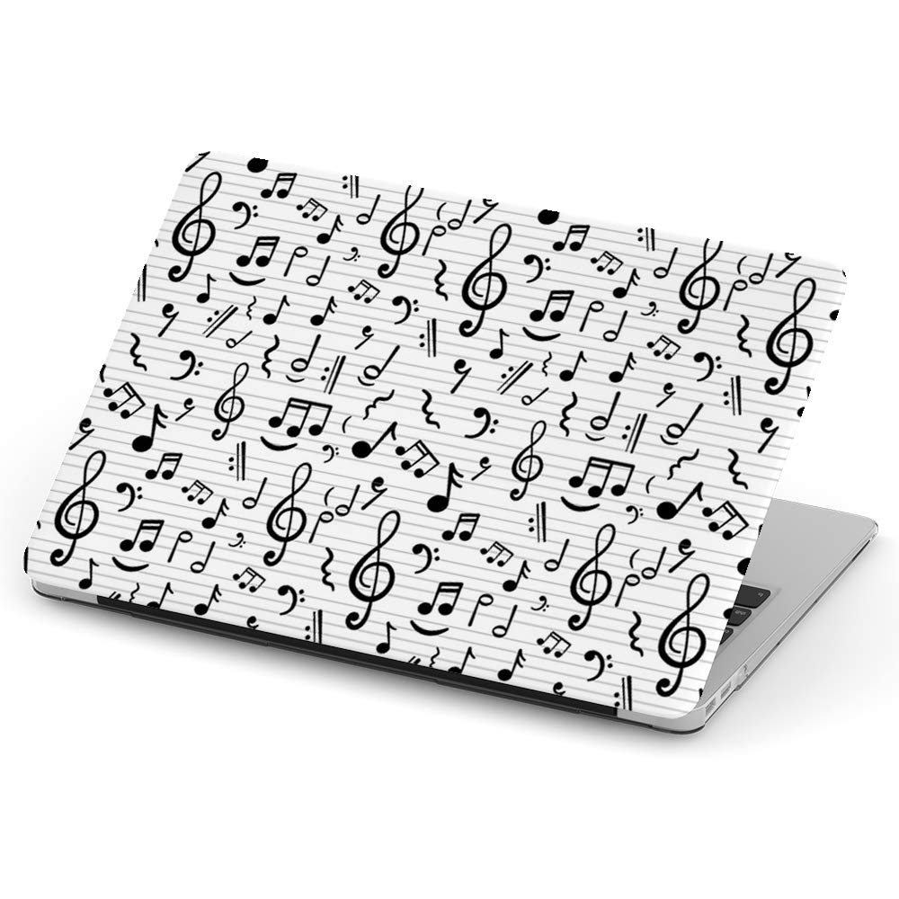 Durable Hard Shell Case for MacBook Air 13 Inch (Model A1369 & A1466, 2010-2017) - Music Notes Design - Protective Full Body Cover for School, Office & Travel Use
