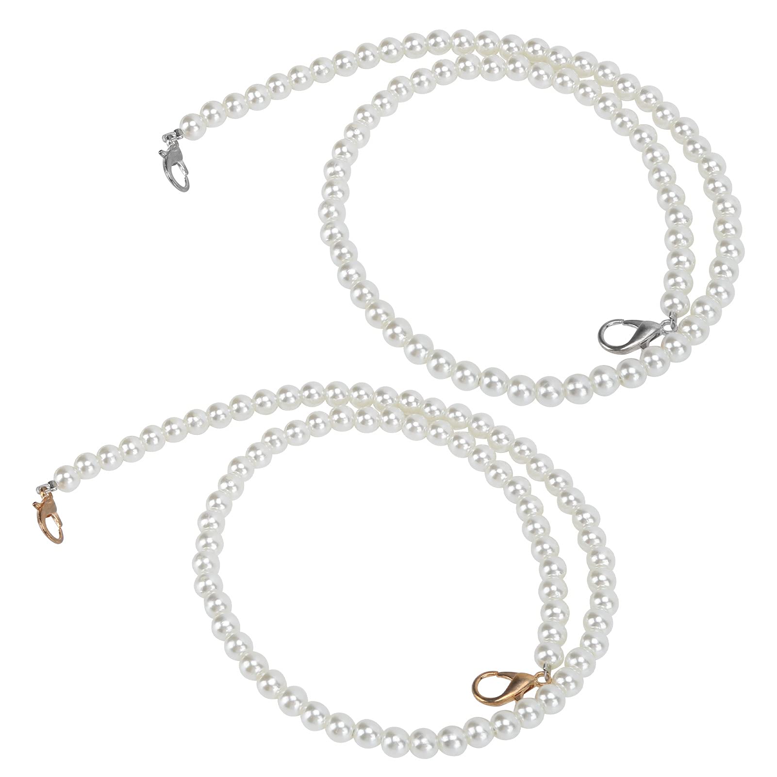 2PCS Pearl Beaded Bag Straps - 60cm Adjustable Purse Chains for Handbags, Wallets & Phone Accessories | Elegant DIY Replacement Strap for Women's Purses, Perfect for Daily Use, Parties & Gift Giving