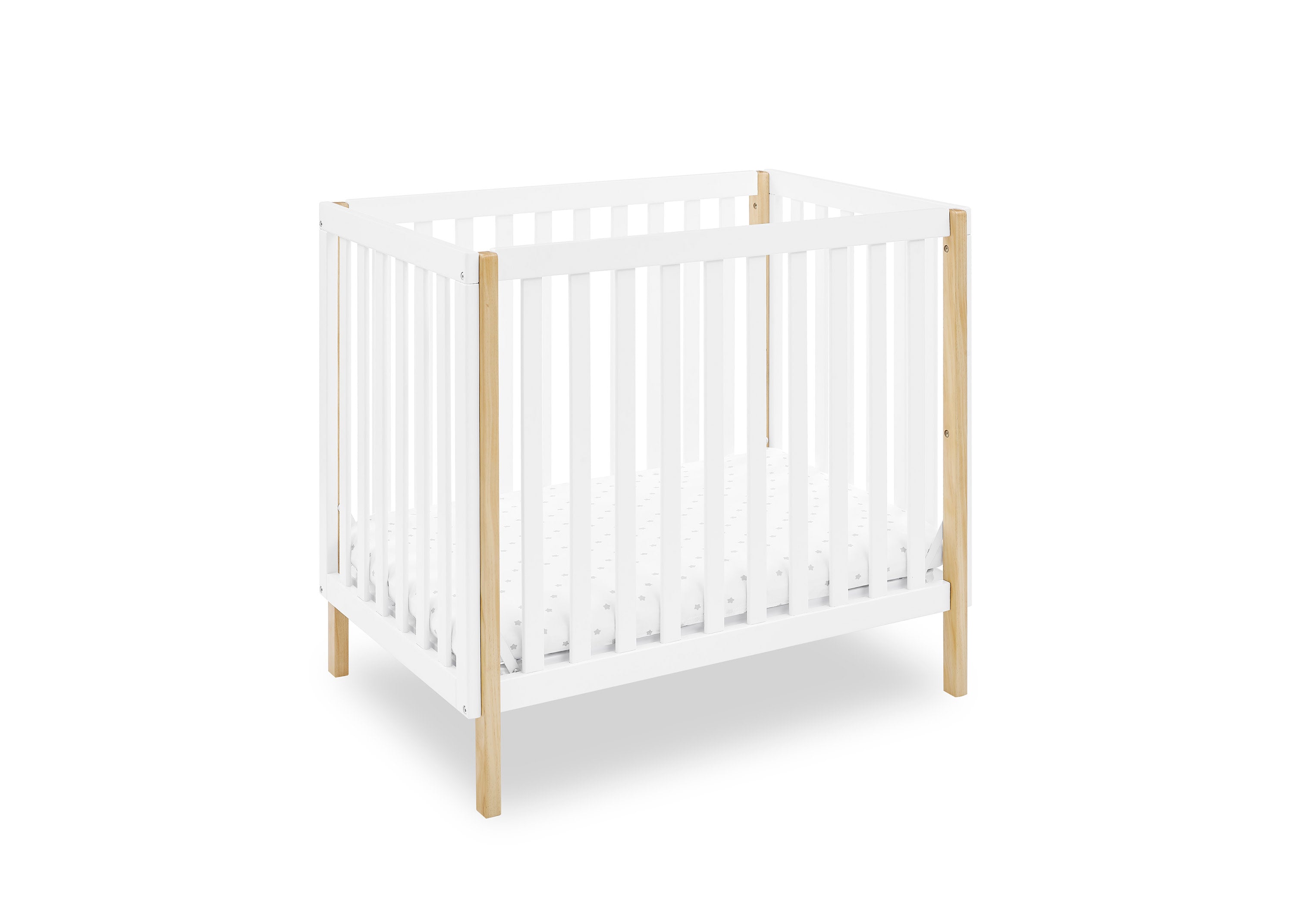 Gio Mini Crib with 2.75 Inch Mattress - Portable Baby Crib for Nursery, Travel & Small Spaces | Compact Infant Bed with Comfortable Mattress