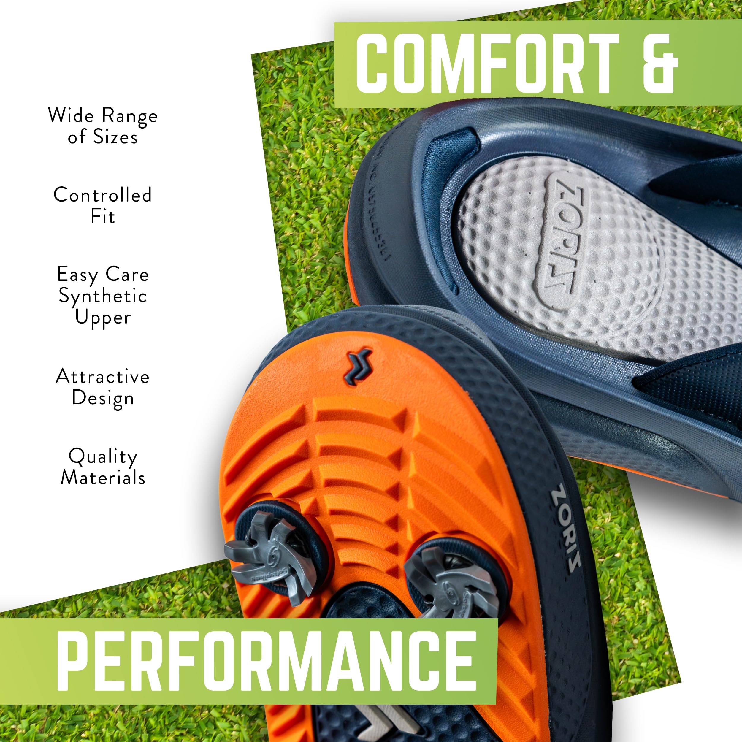ZORIZ Zoomy Golf Sandals - Unisex Golf Flip Flops with Removable Tornado Golf Cleats - Men's & Women's Sandals for Walking, Beach, Sports & Golf Course - Perfect for Casual Wear, Outdoor Activities & Summer Vacations
