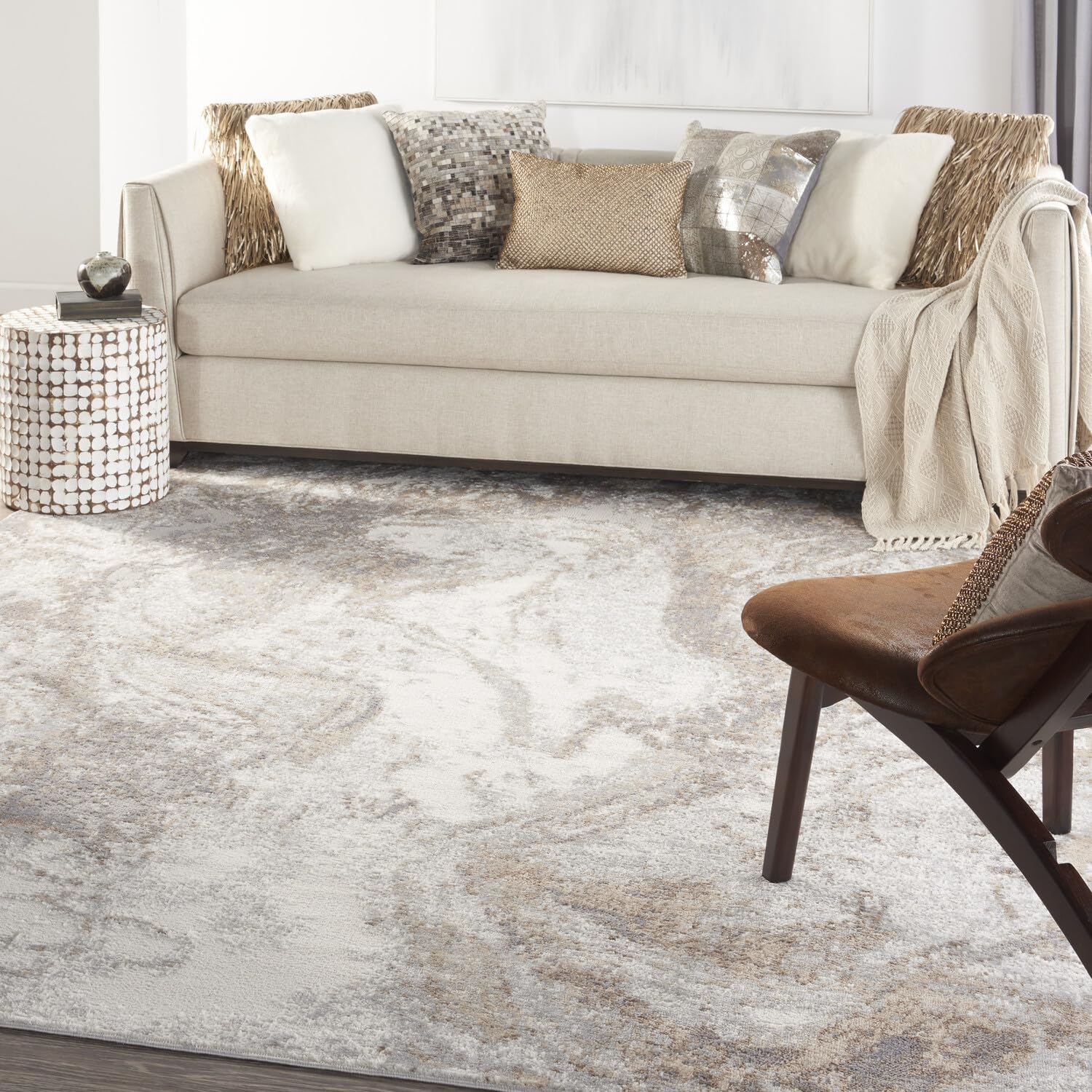 Nourison Elation Abstract Ivory Grey 7'10