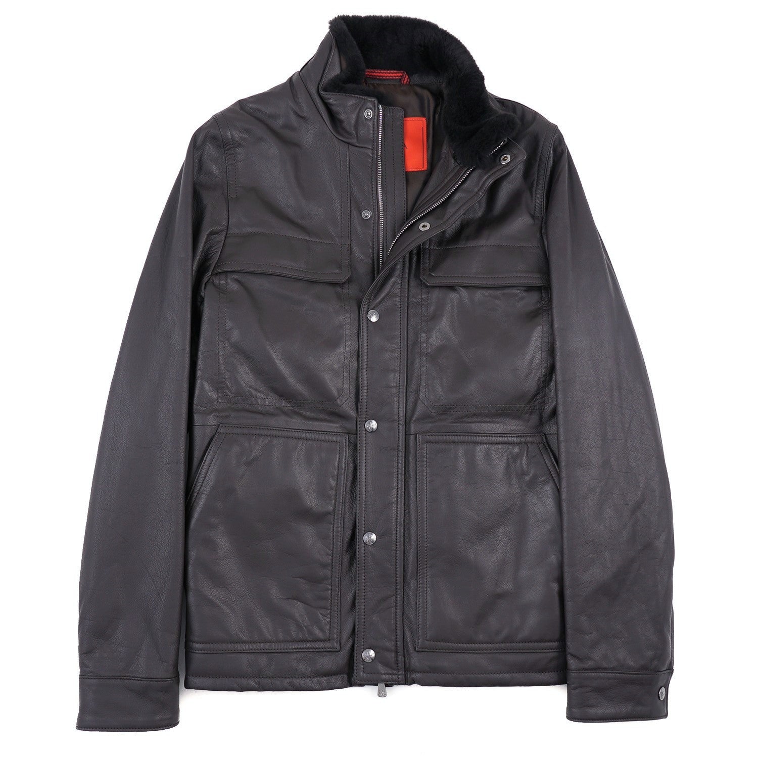 Premium Isaia Genuine Leather Jacket with Warm Fur Collar - Stylish Winter Outerwear for Men & Women | Perfect for Cold Weather, Casual Outings & Fashion Statements