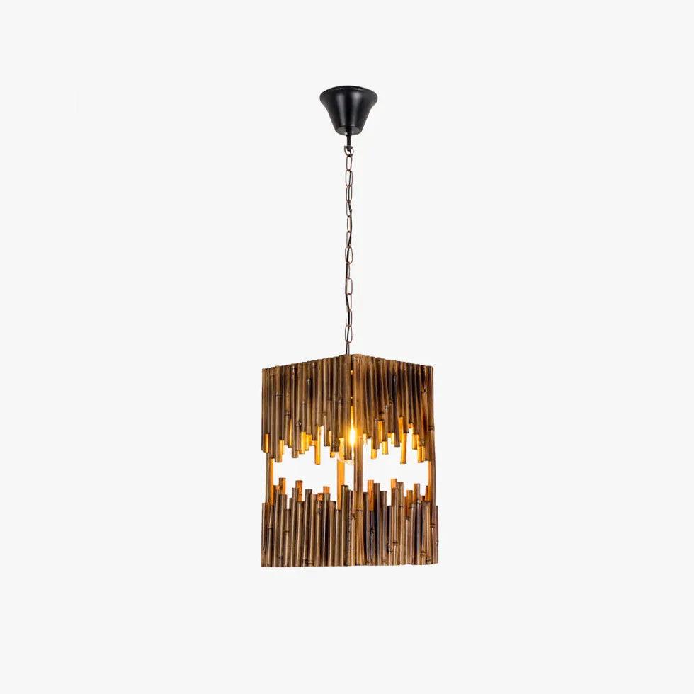 Vintage Rectangular Wooden Pendant Light - Layered Design for Dining Room, Kitchen Island & Bedroom Lighting