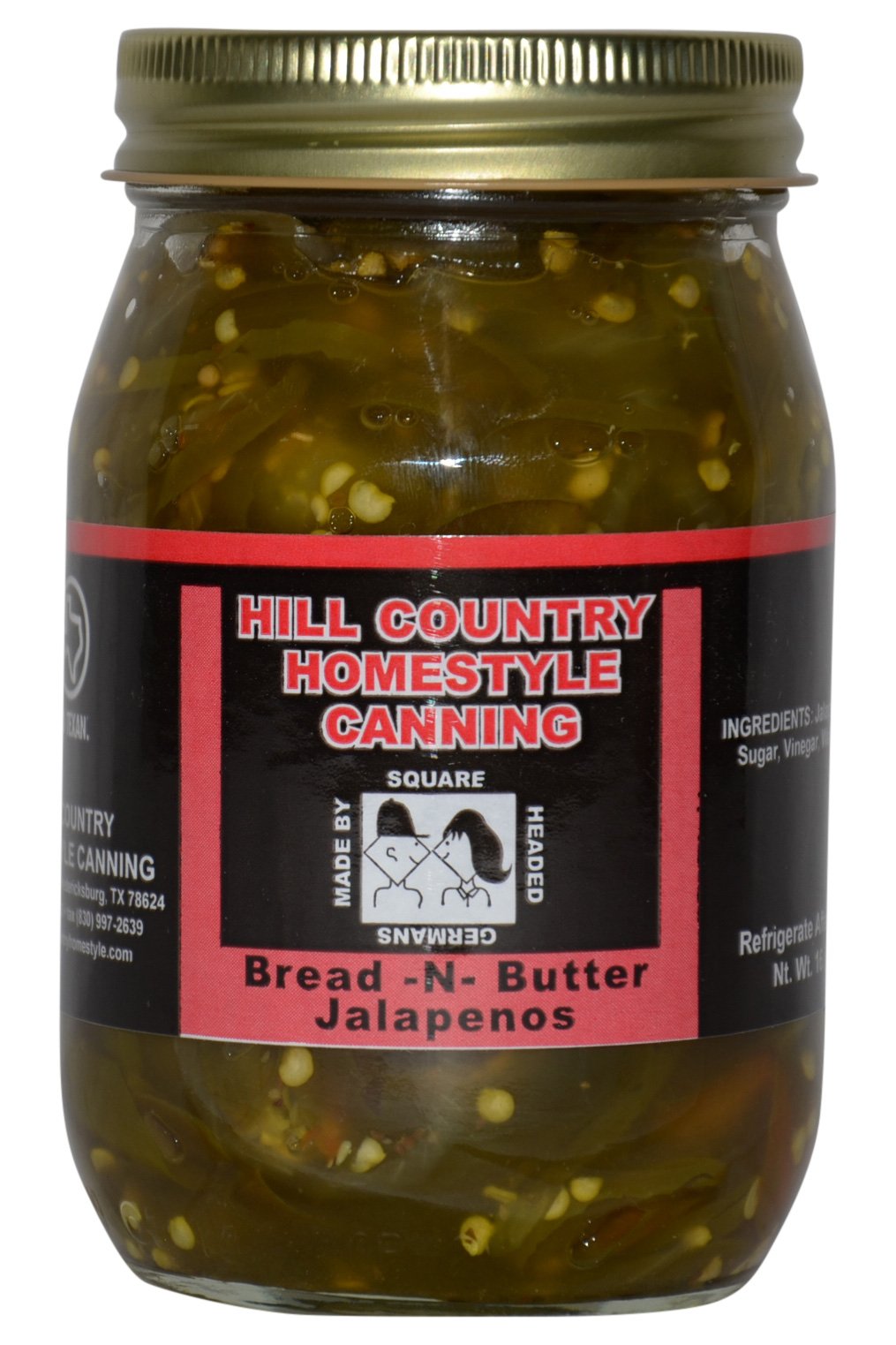 Texas Hill Country Bread and Butter Jalapenos 16oz - Spicy Pickled Peppers for Sandwiches, Burgers & Snacks - Perfect for BBQ, Picnics & Party Platters