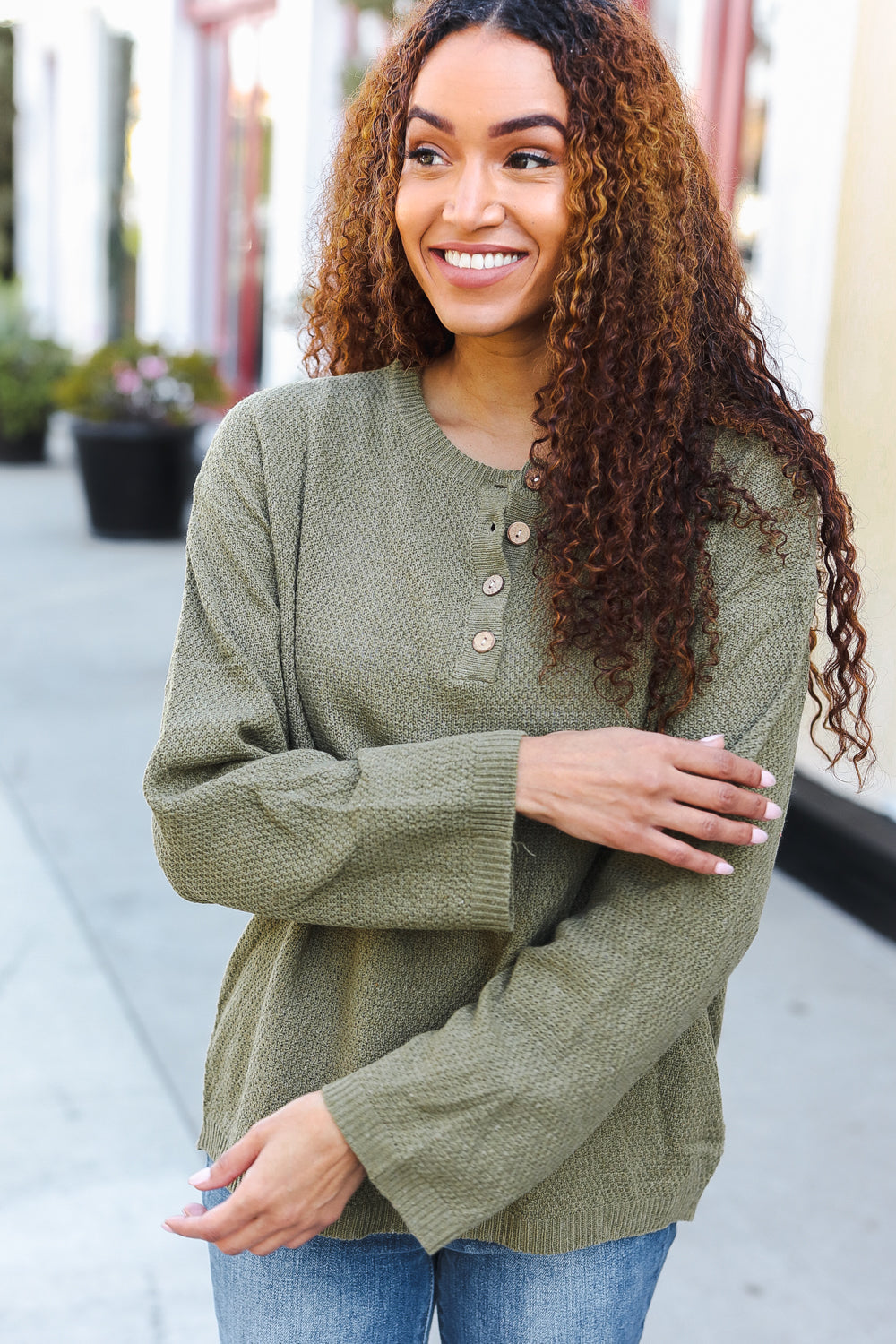 Stylish Moss Green Ribbed Button Down Sweater for Women | Cozy Knit Pullover for Fall & Winter | Perfect for Office, Casual Outfits & Layering