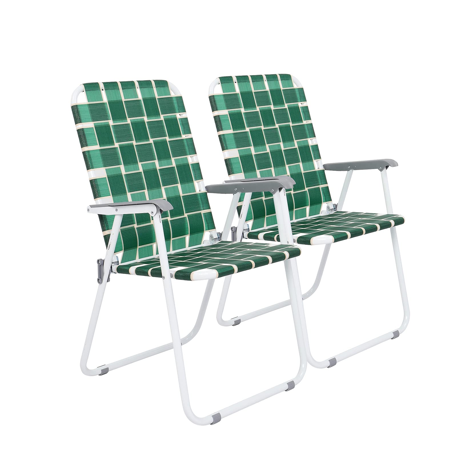 VINGLI 4-Pack Folding Patio Chairs - Portable Outdoor Beach, Garden & Yard Chairs - Heavy Duty Webbed Design - Dark Green Classic Style - Perfect for Picnics, Camping & Backyard Relaxation