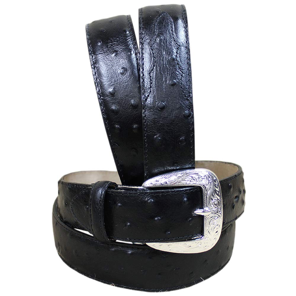 Tony Lama Men's Black Ostrich Leather Dress Belt - Size 42 - Premium Western Style Accessory for Formal Wear & Cowboy Boots