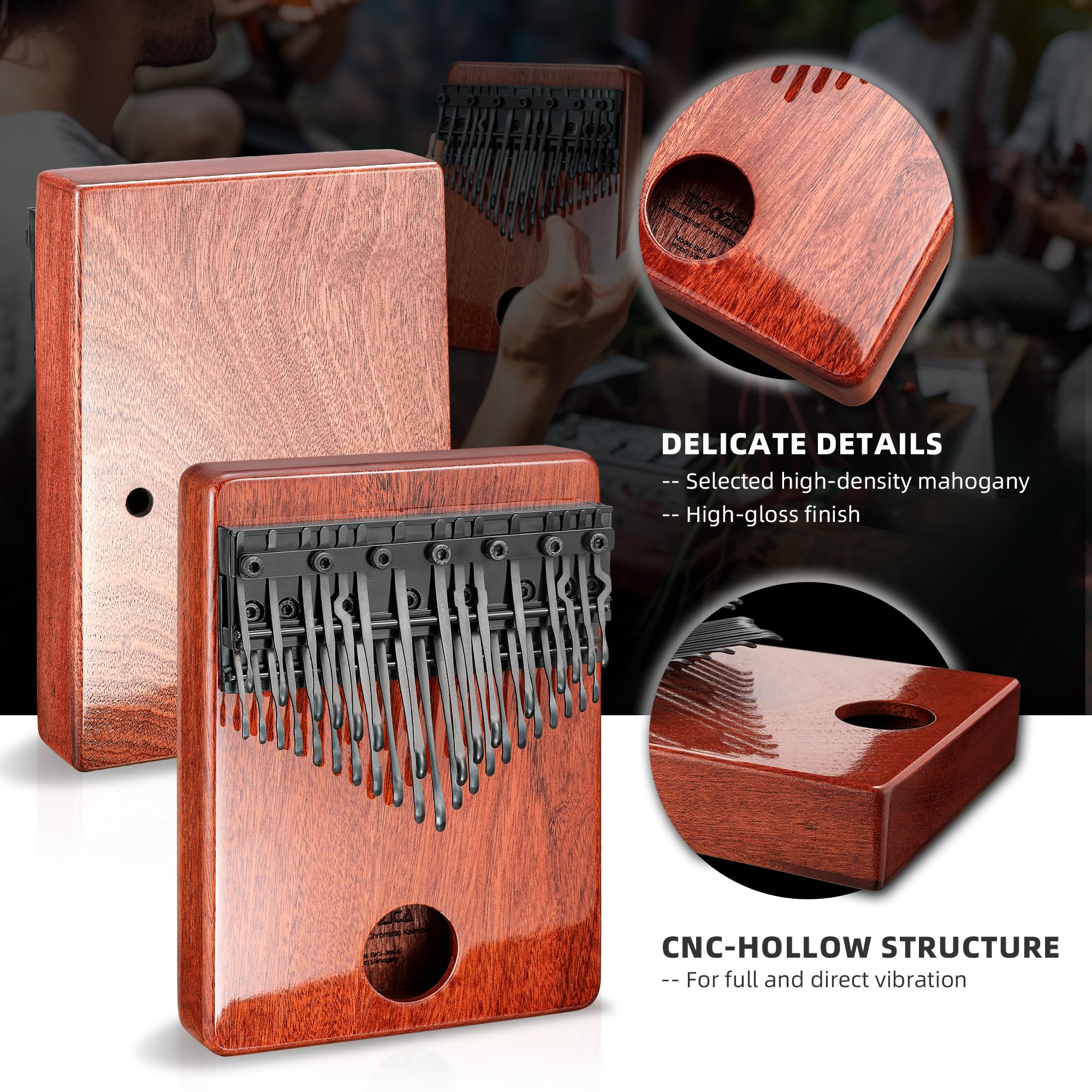 MOOZICA 36 Key Chromatic Kalimba Thumb Piano - Professional Double Layer Symmetrical Layout with 36 Tines, Premium Mahogany Wood Musical Instrument - Perfect for Music Lovers, Beginners & Gift Giving (BKS36-N) | Home Practice, Meditation, Music Therapy & Performance