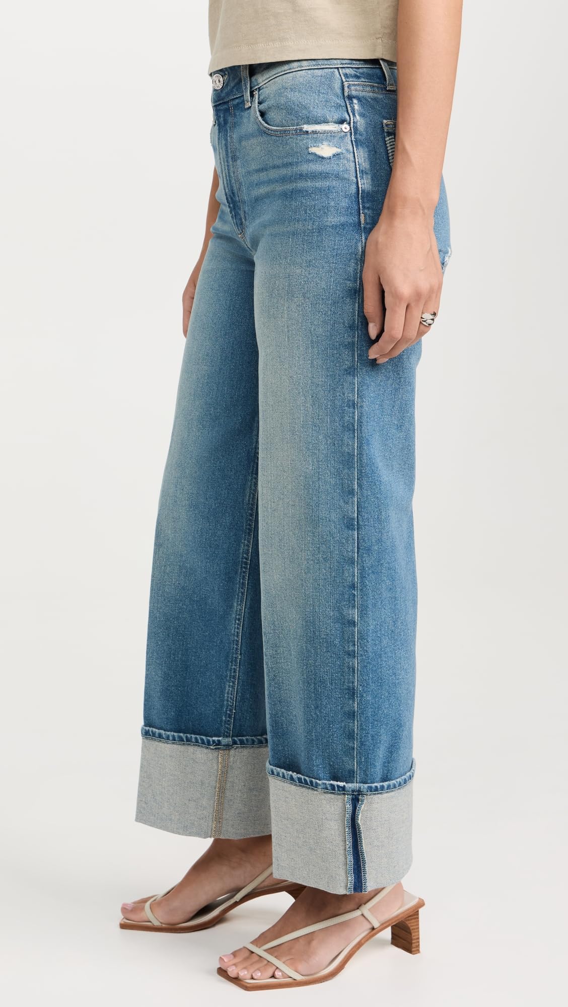 PAIGE Women's Sasha Ankle Wide Cuff Jeans - High Waist Stretch Denim Pants for Casual & Work Outfits | Perfect for Office, Date Night & Weekend Wear