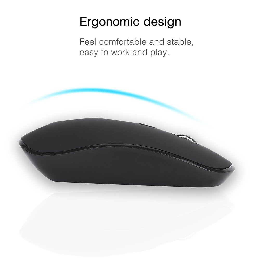 Wireless Keyboard and Mouse Combo with USB-C & USB-A Receiver - Full Size Ergonomic Keyboard & Silent Mouse for PC, Mac, Laptop - Perfect for Office, Gaming & Home Use