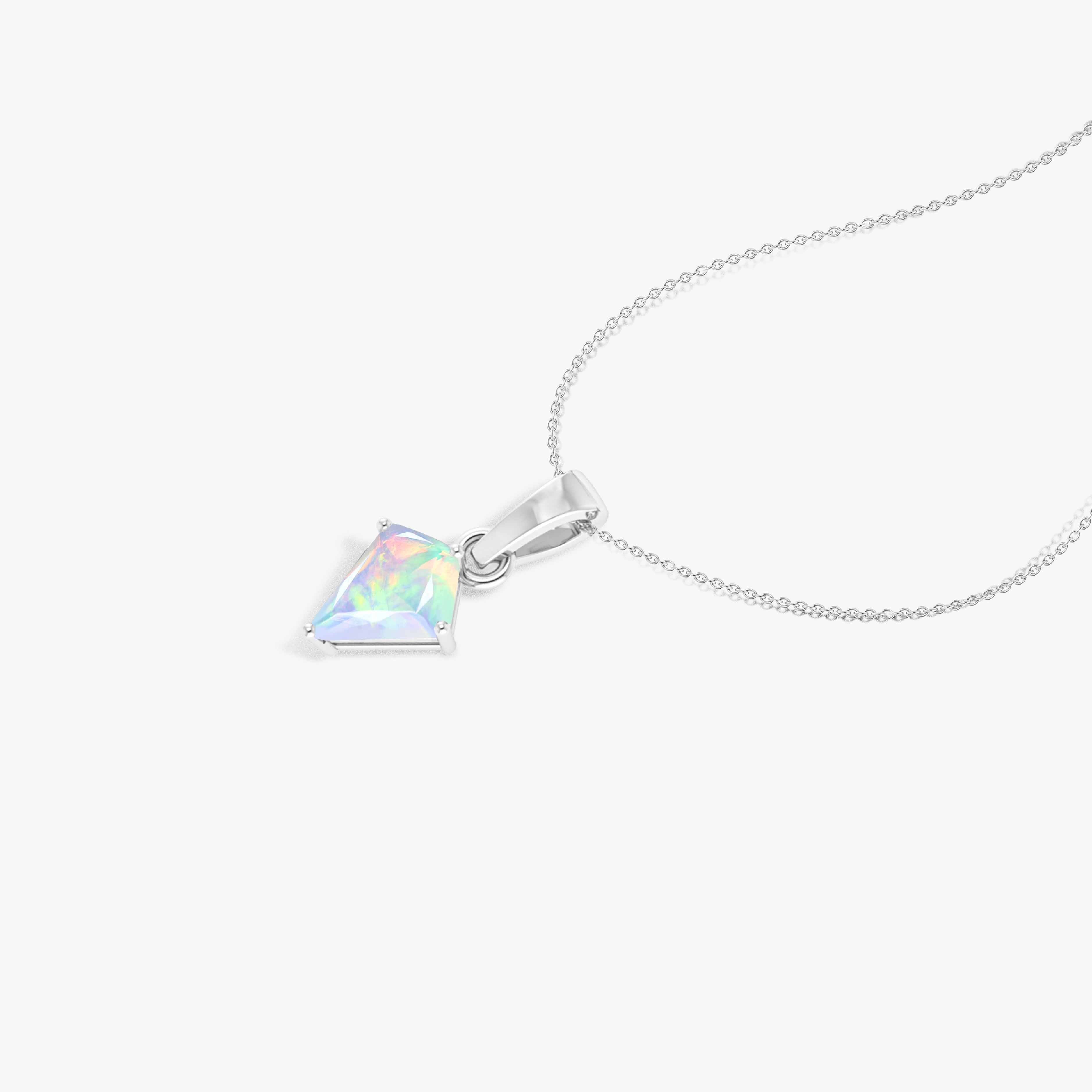 White Opal Kite Gemstone Pendant Necklace for Women - Elegant Dainty Jewelry Gift for Birthday, Anniversary & Special Occasions