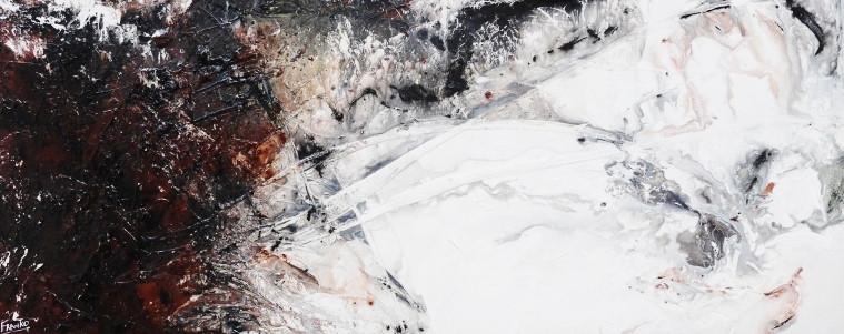 Chocolate Coated Licorice Abstract Canvas Painting - 240x100cm Large Wall Art in Black, White & Brown | Modern Home Decor for Living Room, Bedroom or Office