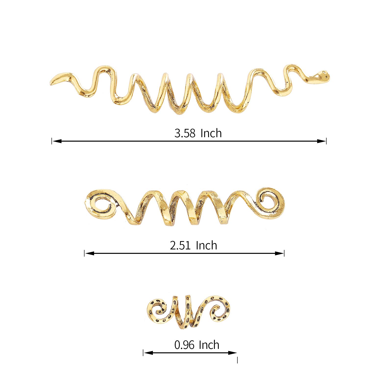 Gold Snake Hair Jewelry for Braids - 6 Pack Halloween Hair Accessories for Women, Dreadlock Beads & Braid Decorations - Perfect for Costume Parties, Cosplay & Boho Hairstyles