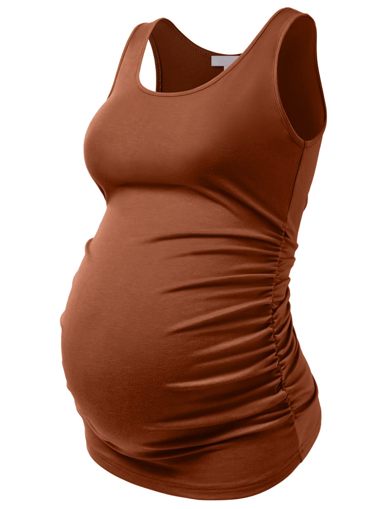 Maternity Tank Tops for Women - Ruched Sleeveless Basic Pregnancy Shirts & Nursing Tops - Comfortable Stretchy Maternity Tees for Everyday Wear, Workout and Nursing