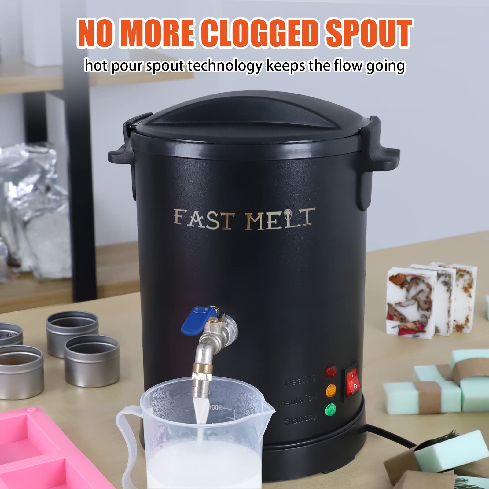 6Lbs Fast Melt Soap Base Melter with Temperature Control - DIY Soap Making Kit for Homemade Business, Quick Pour Spout & Easy Clean | Perfect for Crafters, Small Businesses & Handmade Soap Production
