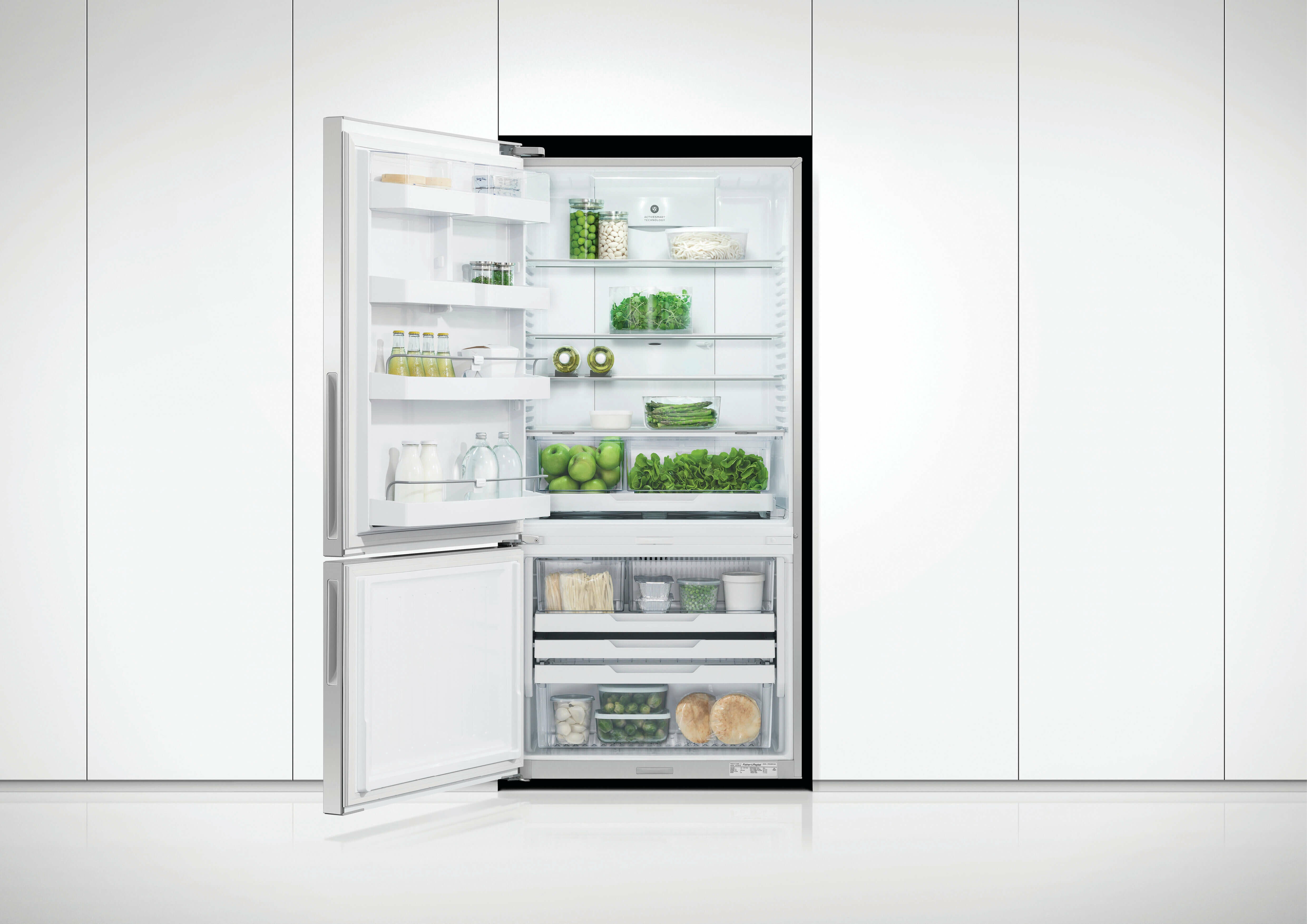 Fisher & Paykel Series 5 494L Bottom Mount Refrigerator - Stainless Steel Left Hinge RF522BLPX6 - Energy Efficient French Door Fridge for Modern Kitchen & Family Use