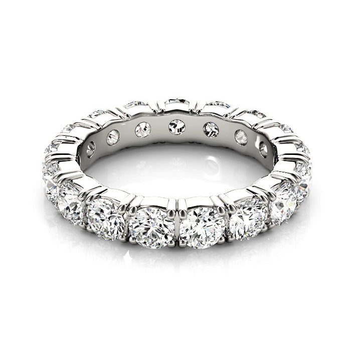 2.5 Carat Round Diamond Eternity Ring for Women - 14K White Gold Wedding Band, Anniversary Gift, Bridal Jewelry - Perfect for Proposals, Engagements & Special Occasions