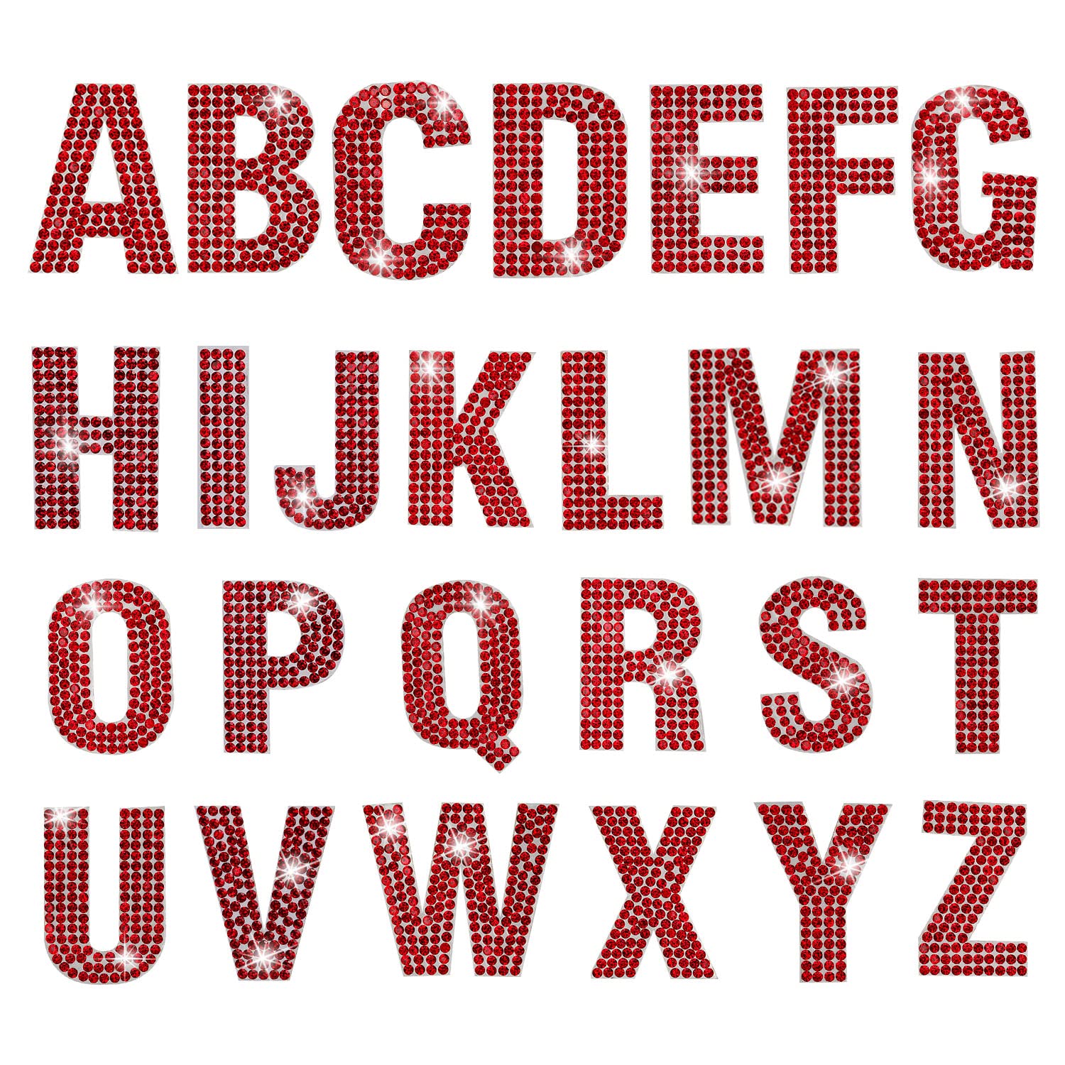 Glitter Rhinestone Alphabet Letter Stickers - 26 Self-Adhesive Letters for DIY Crafts, Scrapbooking, Home Decor & Nail Art (Red) - Perfect for Party Invitations, Gift Wrapping & School Projects