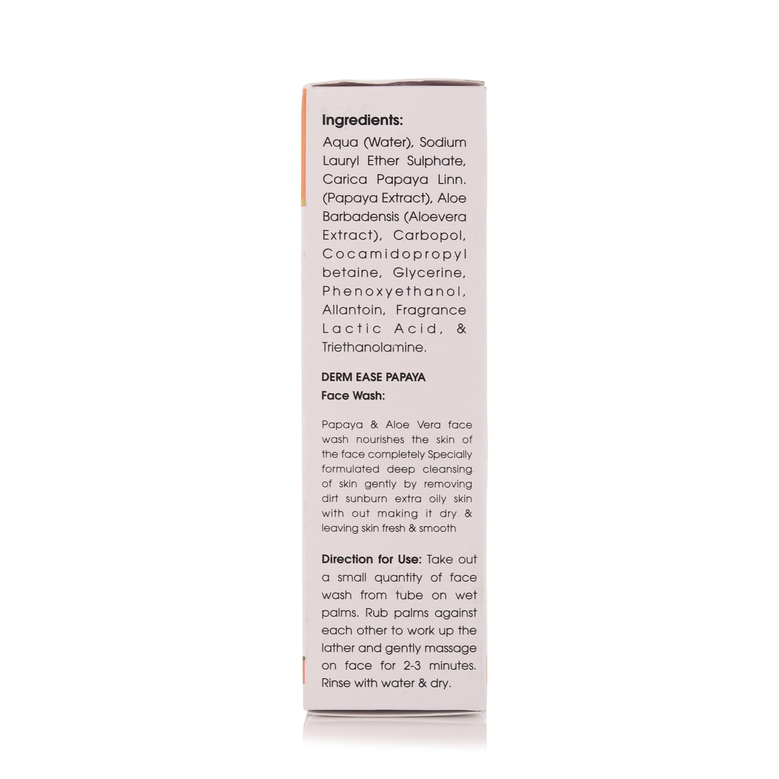 DERM EASE Papaya Face Wash for Acne & Brightening - 100ml Gentle Cleanser for Oily & Sensitive Skin | Daily Skincare Routine, Travel-Friendly Tube